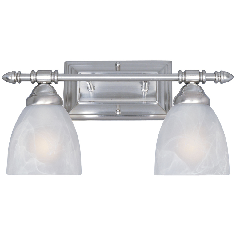 Apollo 2 Light 15.75 inch Satin Platinum Bath Bar Wall Light in Faux Alabaster