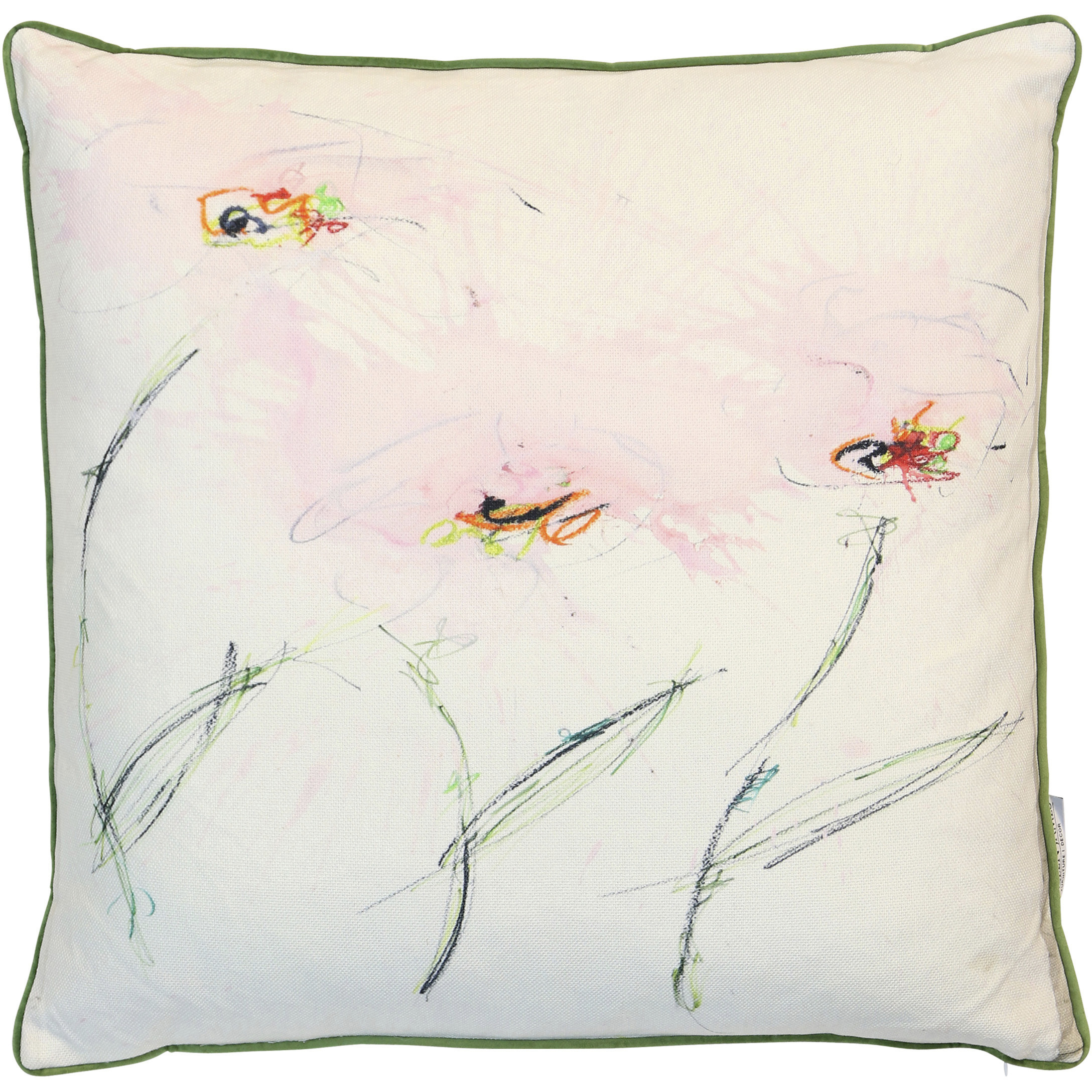 Blushing Meadow Abstract 22 inch Blush Pink Pillow in 22" x 22"