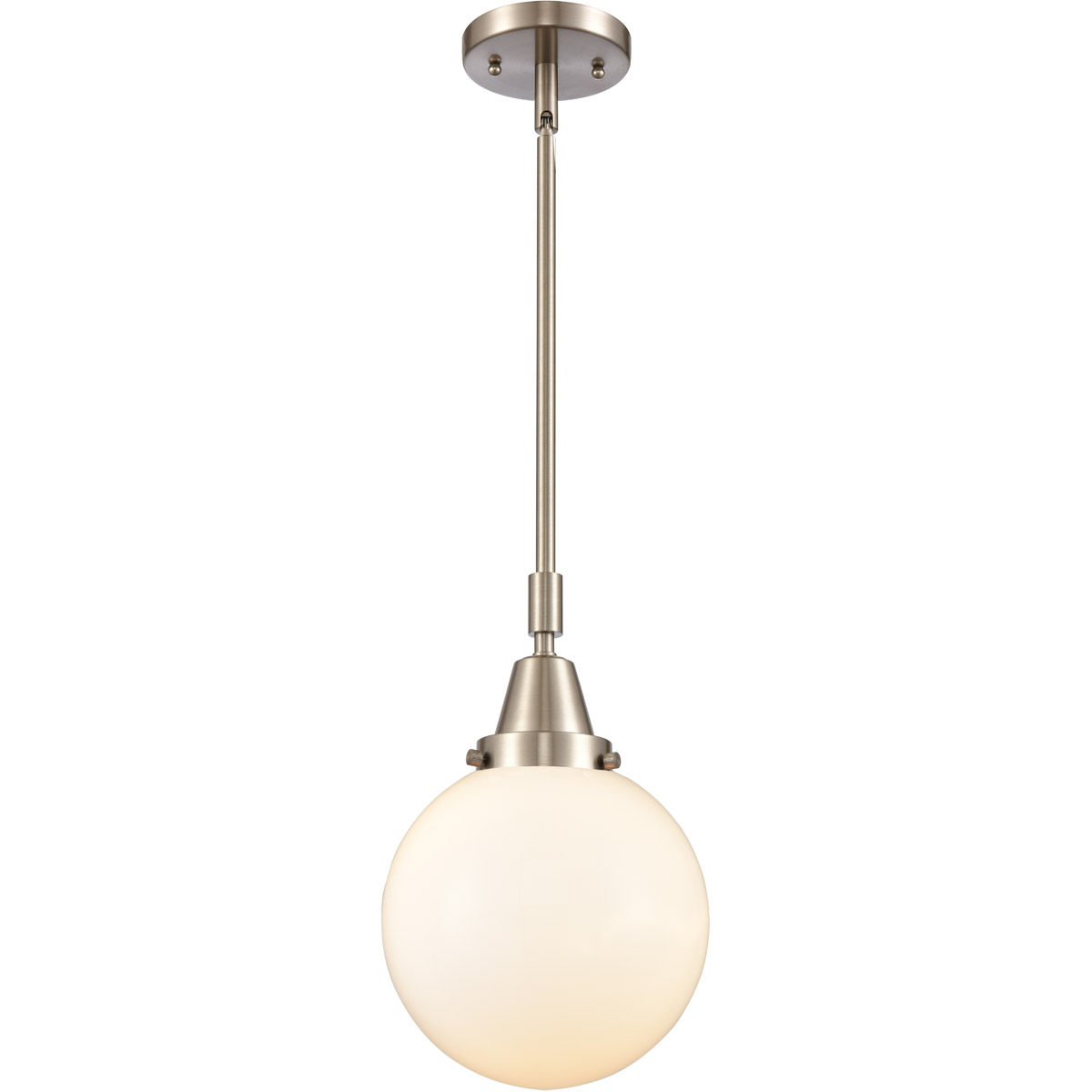 Beacon 1 Light 8 inch Brushed Satin Nickel Mini Pendant Ceiling Light in Matte White Glass