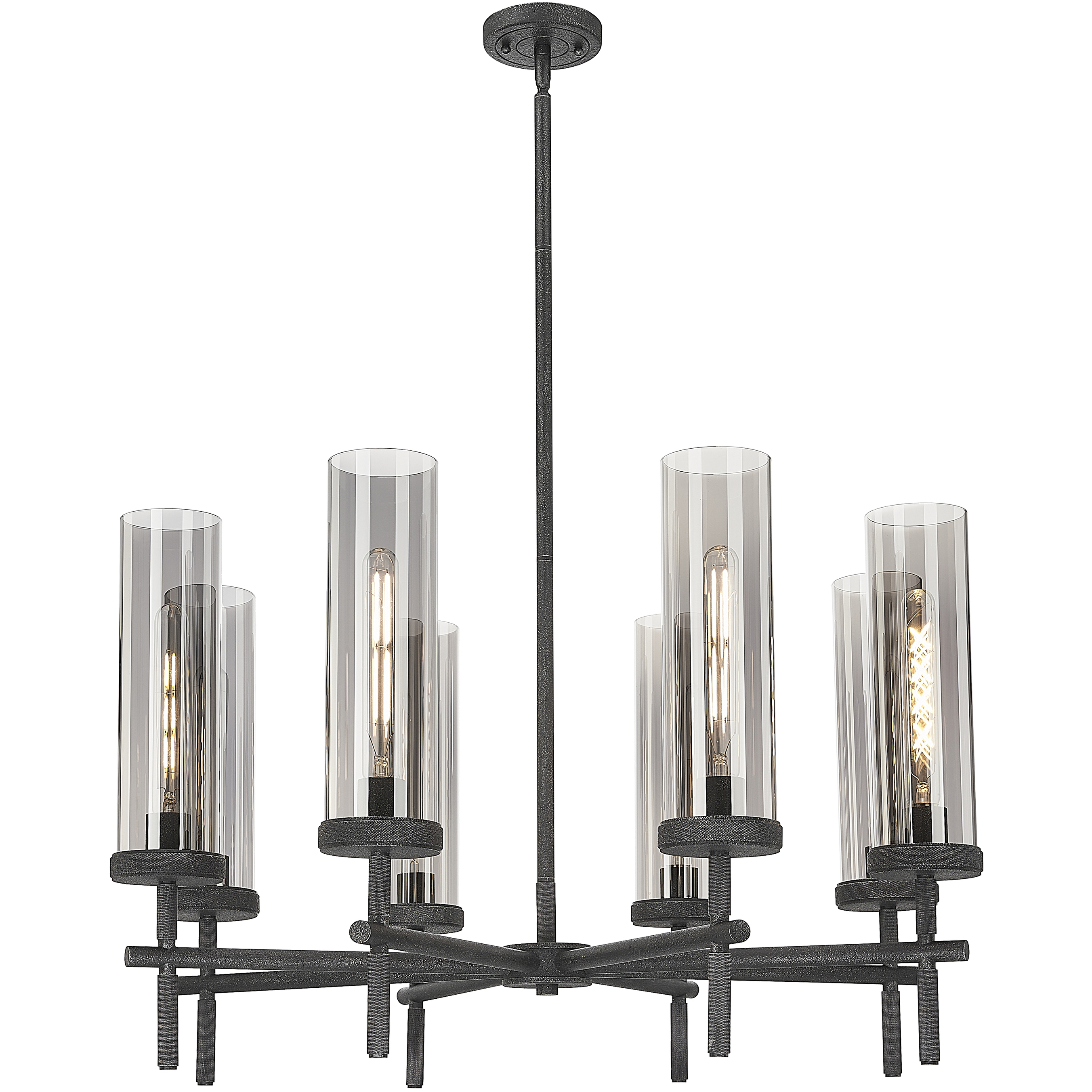 Lincoln 8 Light 32 inch Weathered Zinc Chandelier Ceiling Light in Light Smoke Glass