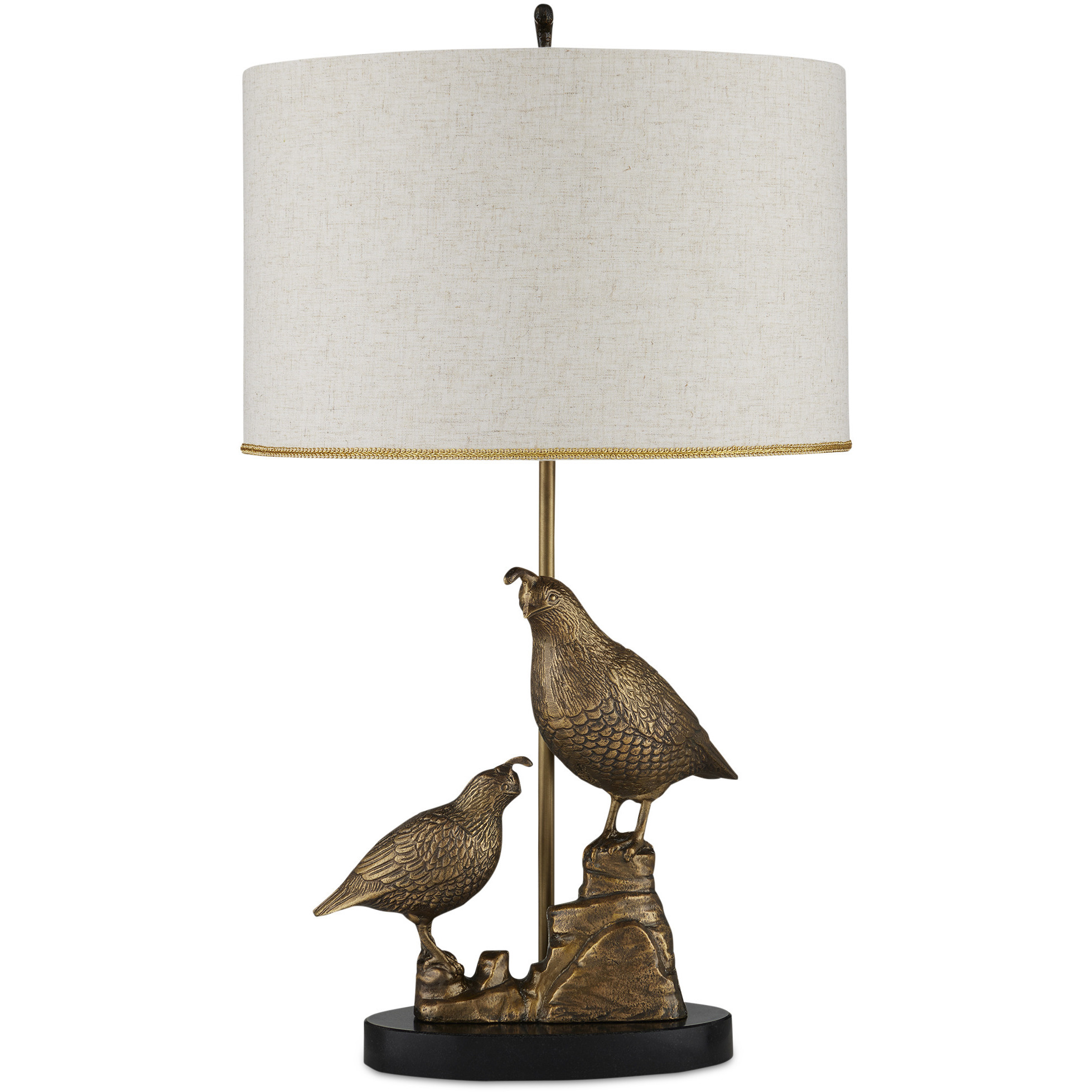 Codorniz 30 inch 150 watt Antique Brass and Black Table Lamp Portable Light, Marjorie Skouras Collection
