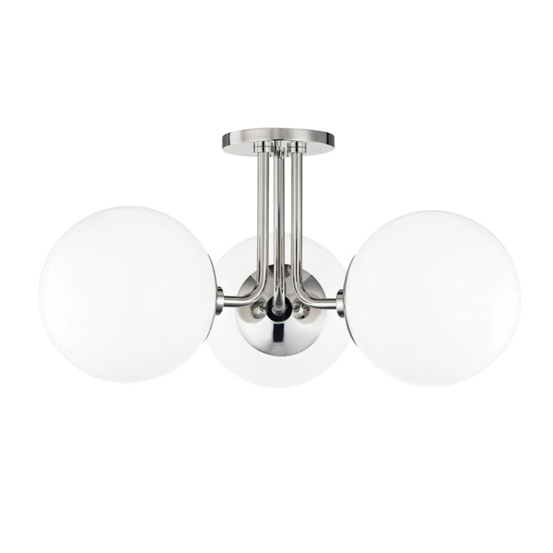 Stella 3 Light 18.25 inch Polished Nickel Semi Flush Ceiling Light