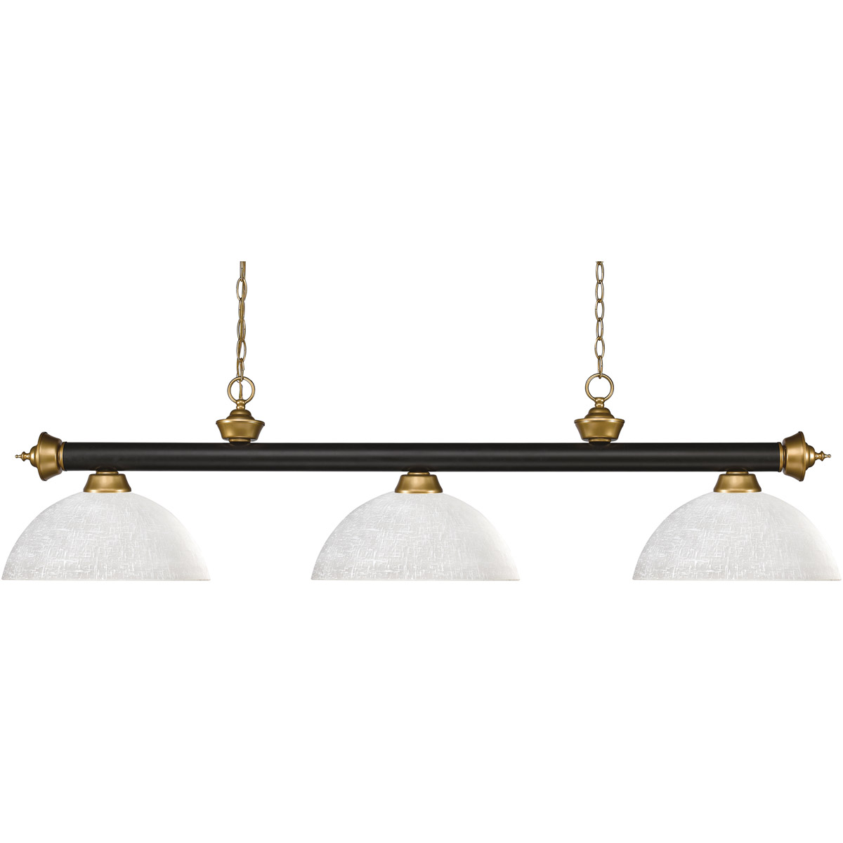 Riviera 3 Light 57 inch Bronze and Satin Gold Billiard Ceiling Light in White Linen Glass, 18