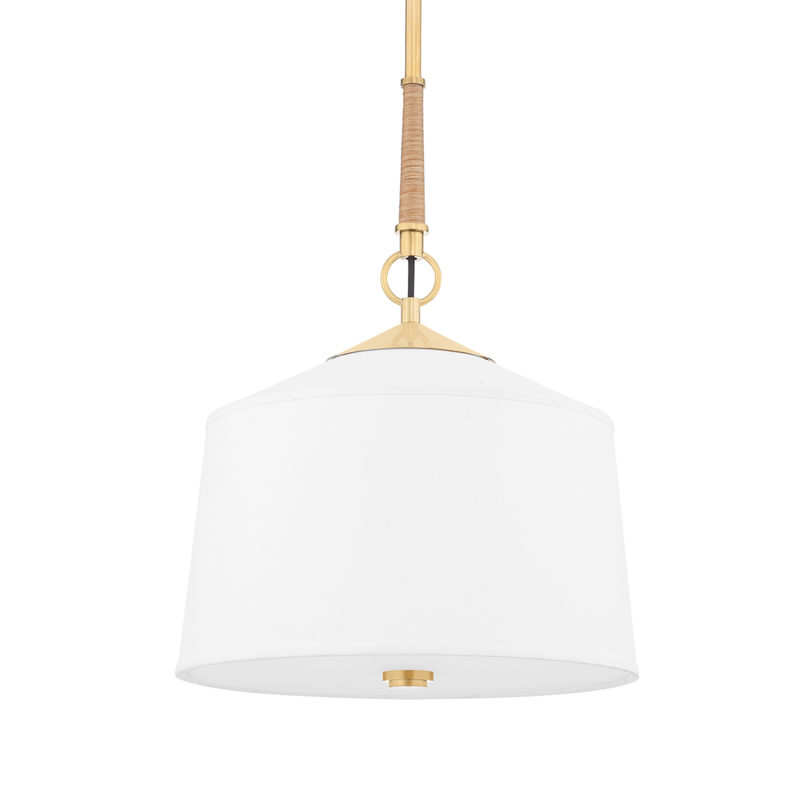 White Plains 1 Light 14 inch Aged Brass Pendant Ceiling Light