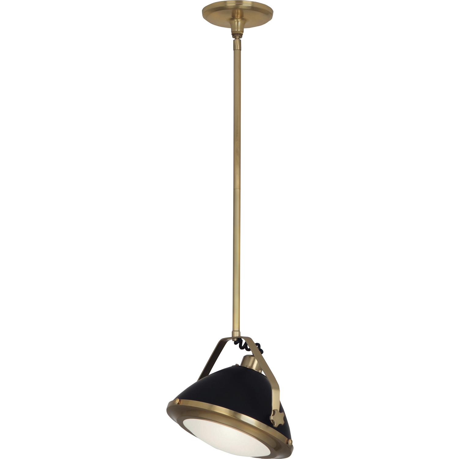 Apollo 1 Light 13.25 inch Antique Brass with Matte Black Pendant Ceiling Light
