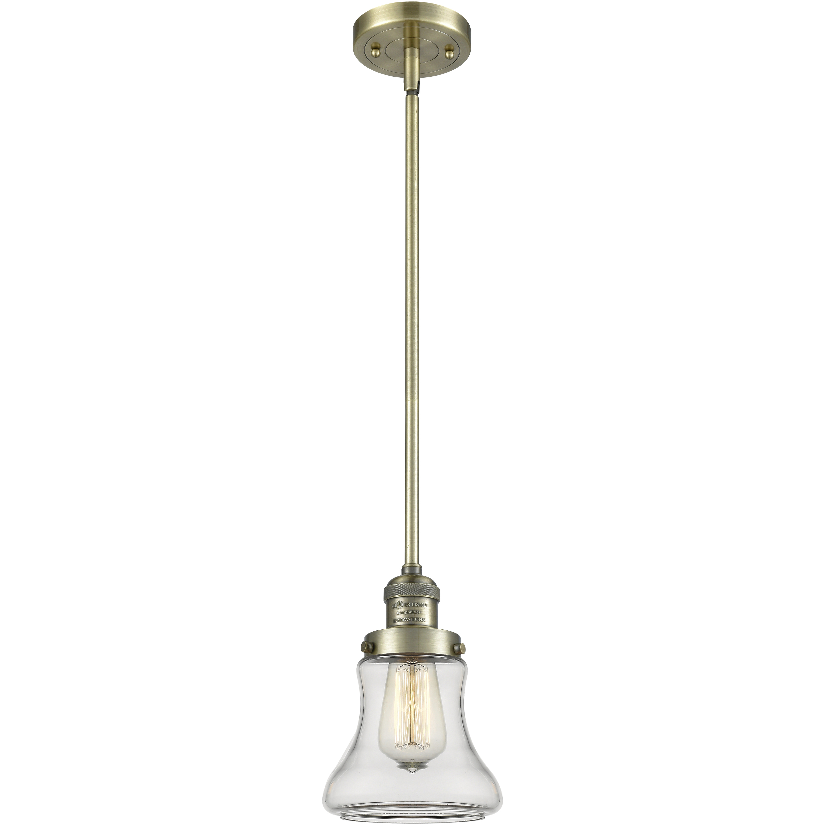 Franklin Restoration Bellmont LED 6.5 inch Antique Brass Mini Pendant Ceiling Light in Clear, Franklin Restoration