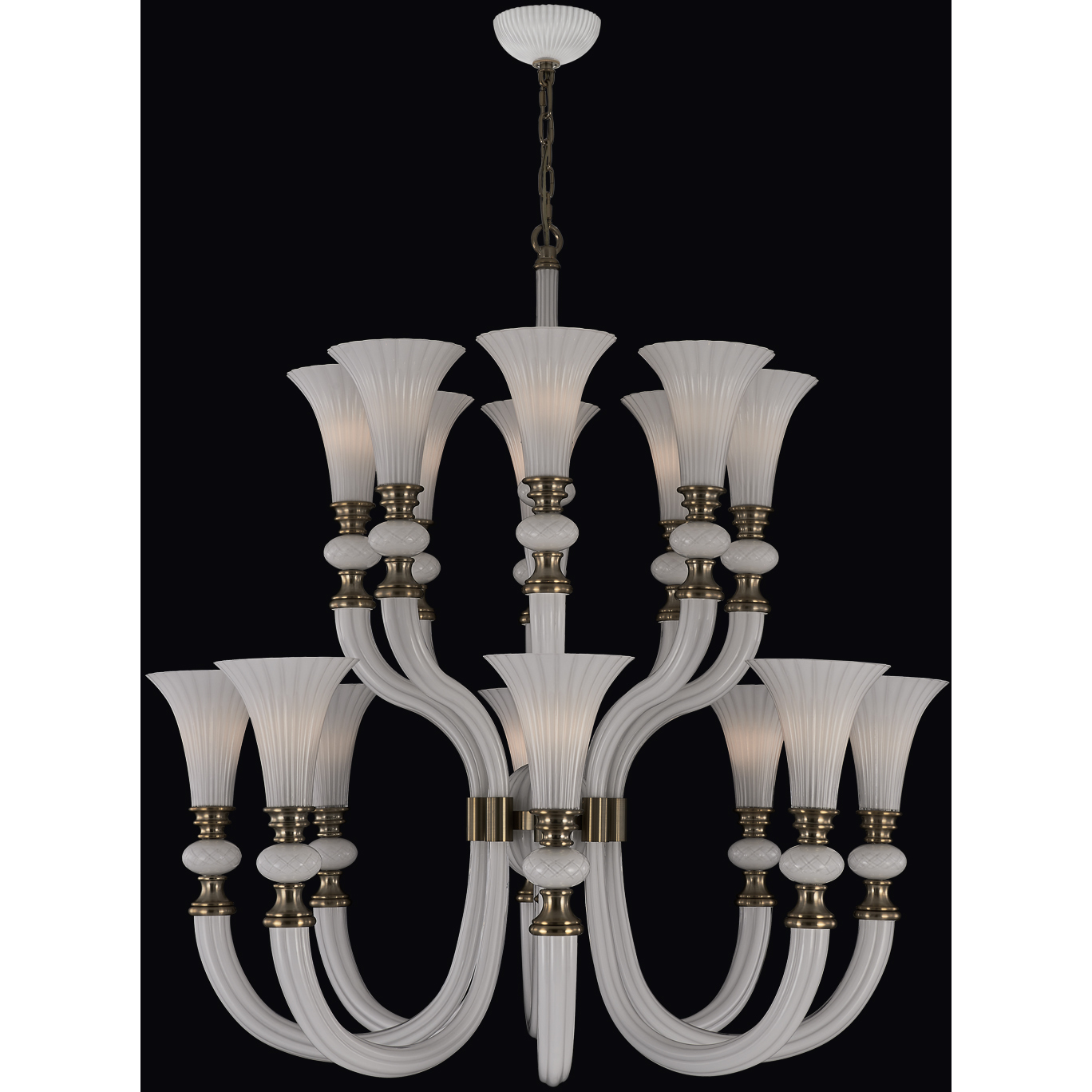 Bianca 16 Light 42 inch Winter Brass Chandelier Ceiling Light in White