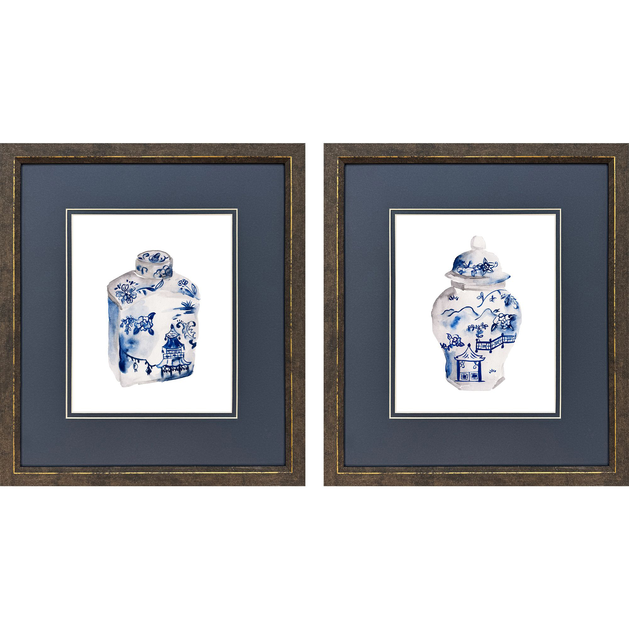 Indigo Vase I Blue and Multi and White Framed Art, Propac