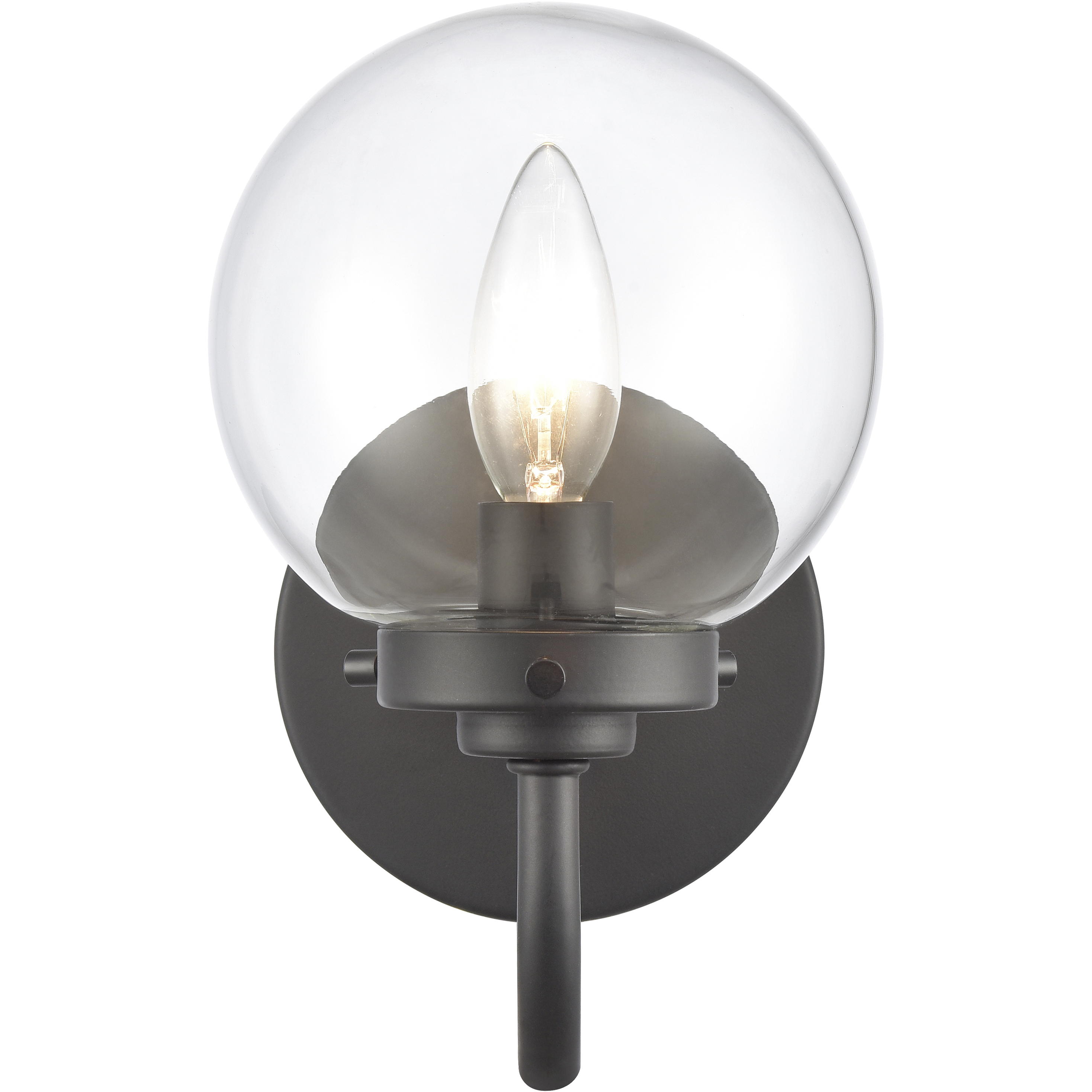 Fairbanks Sconce Wall Light in Clear Glass, Matte Black