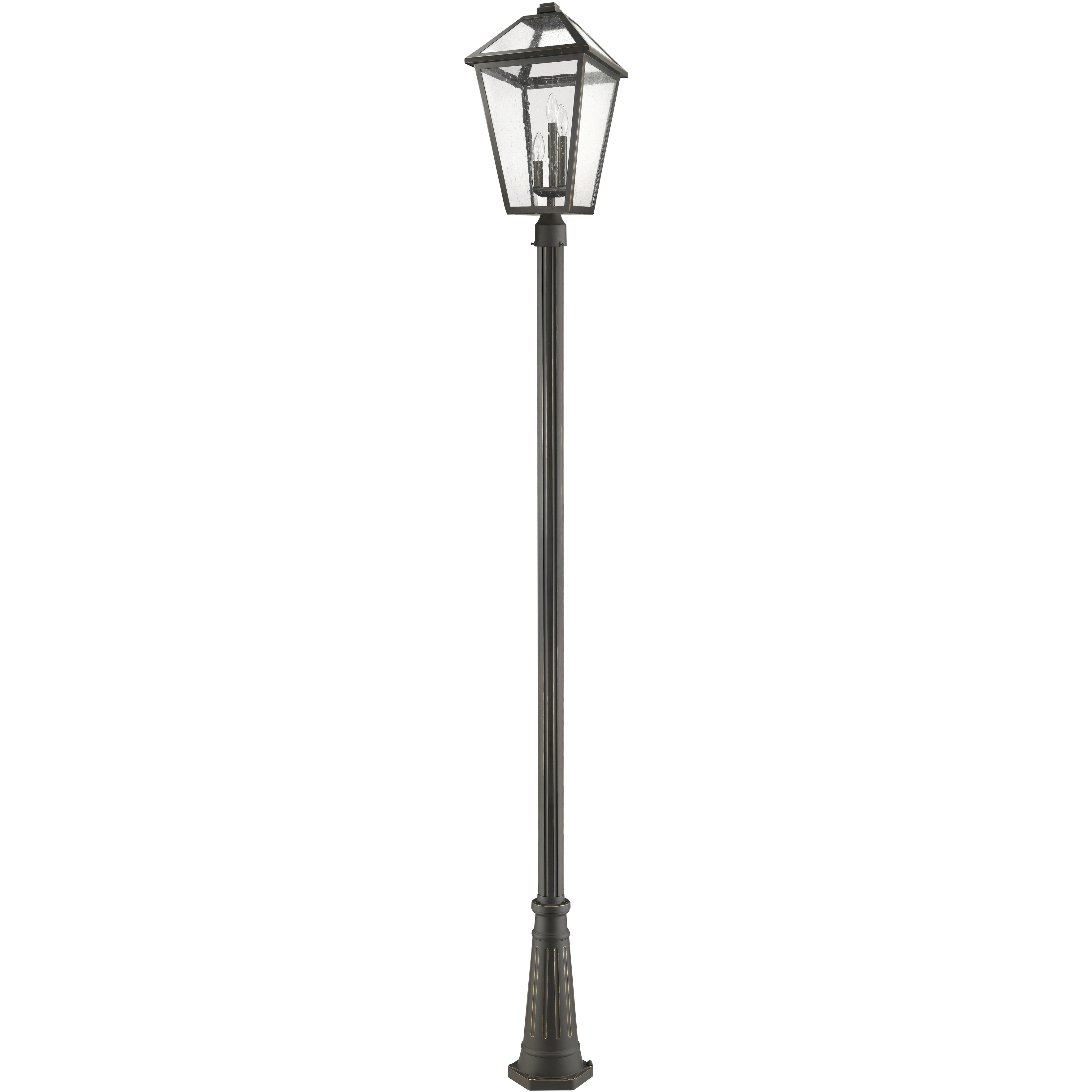 Talbot 3 Light 117.25 inch Oil Rubbed Bronze Outdoor Post Mounted Fixture in Seedy Glass