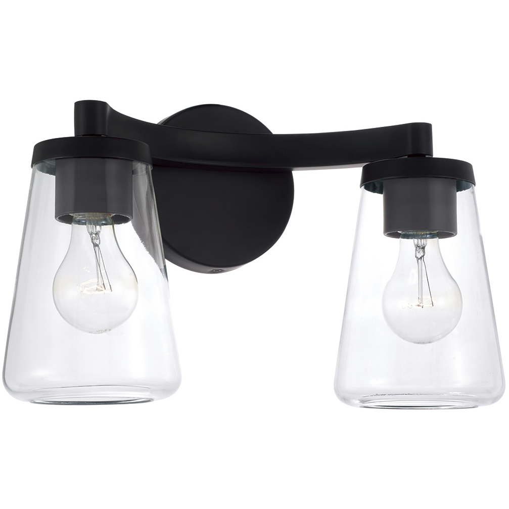 Aaron 2 Light 15 inch Matte Black Vanity Light Wall Light