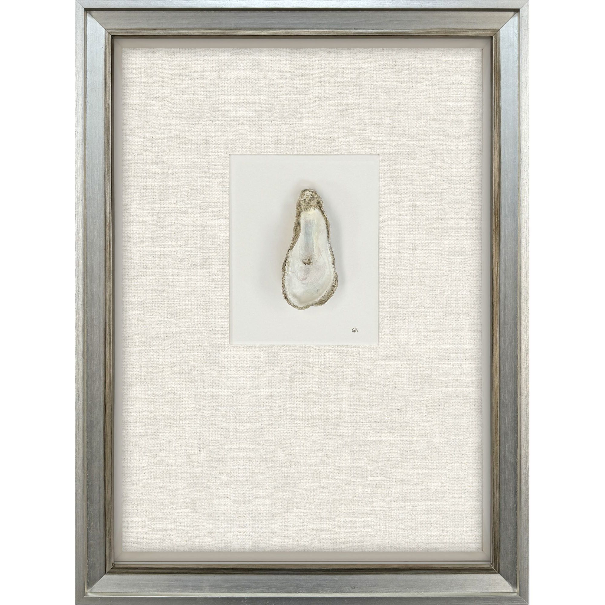 Oyster in Paradise Beige and Blue and Neutral and Turquoise Framed Art