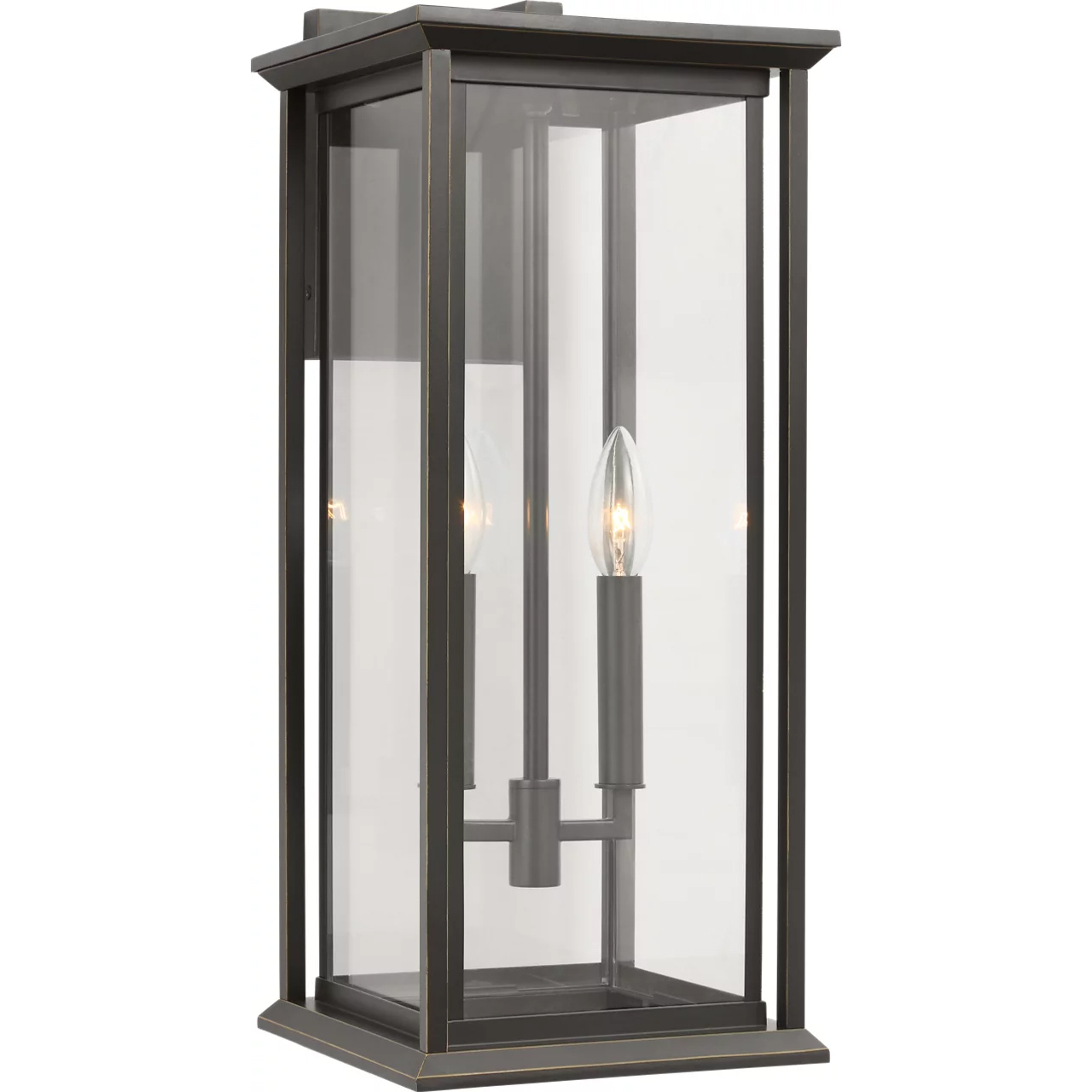 Audley 2 Light 20 inch Antique Bronze Outdoor Wall Lantern in Clear Glass, Large