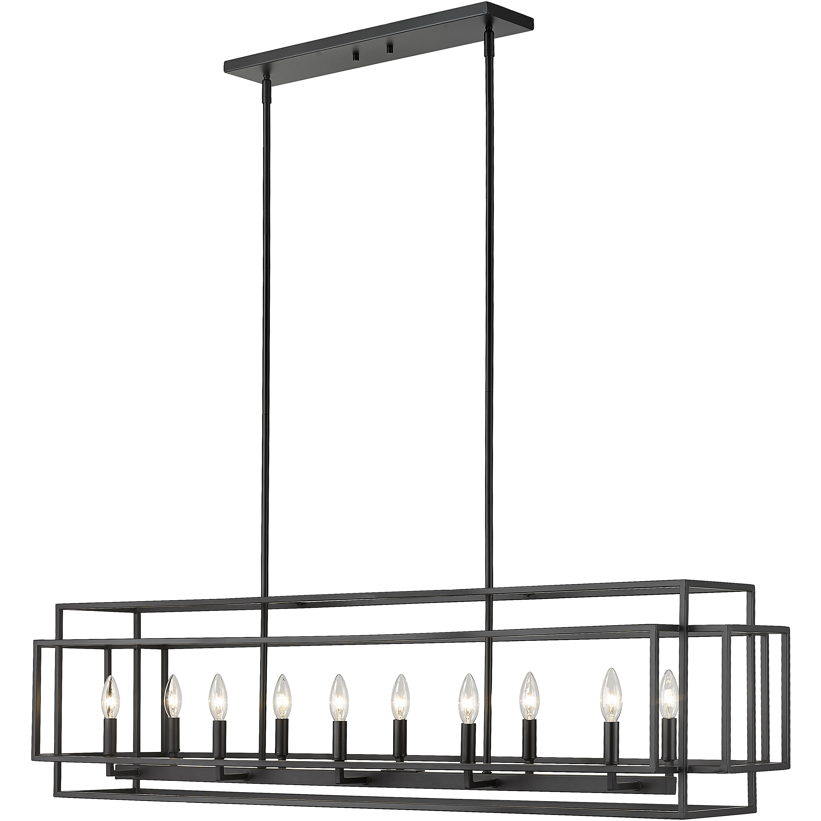 Titania 10 Light 54 inch Matte Black Linear Chandelier Ceiling Light