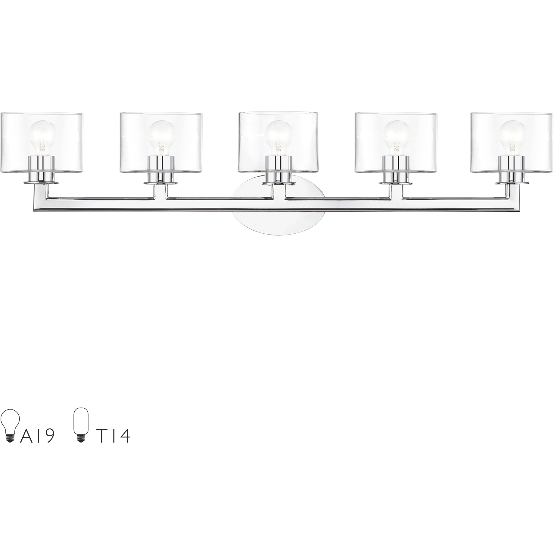 Bernardino 5 Light 44 inch Polished Chrome Vanity Wall Sconce Wall Light