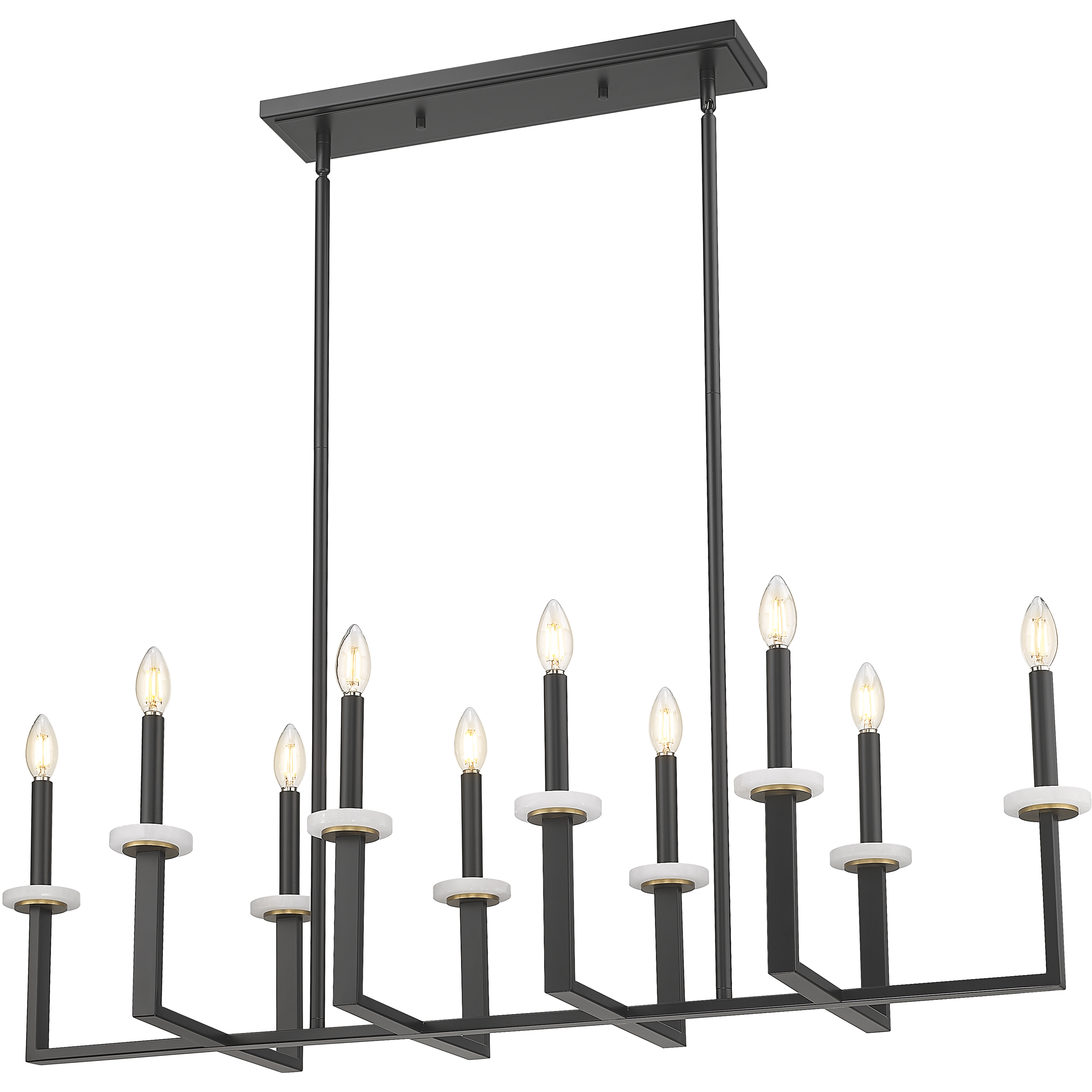 Gaultier 10 Light 44.75 inch Matte Black and Mondern Gold Linear Chandelier Ceiling Light in Matte Black and Modern Gold