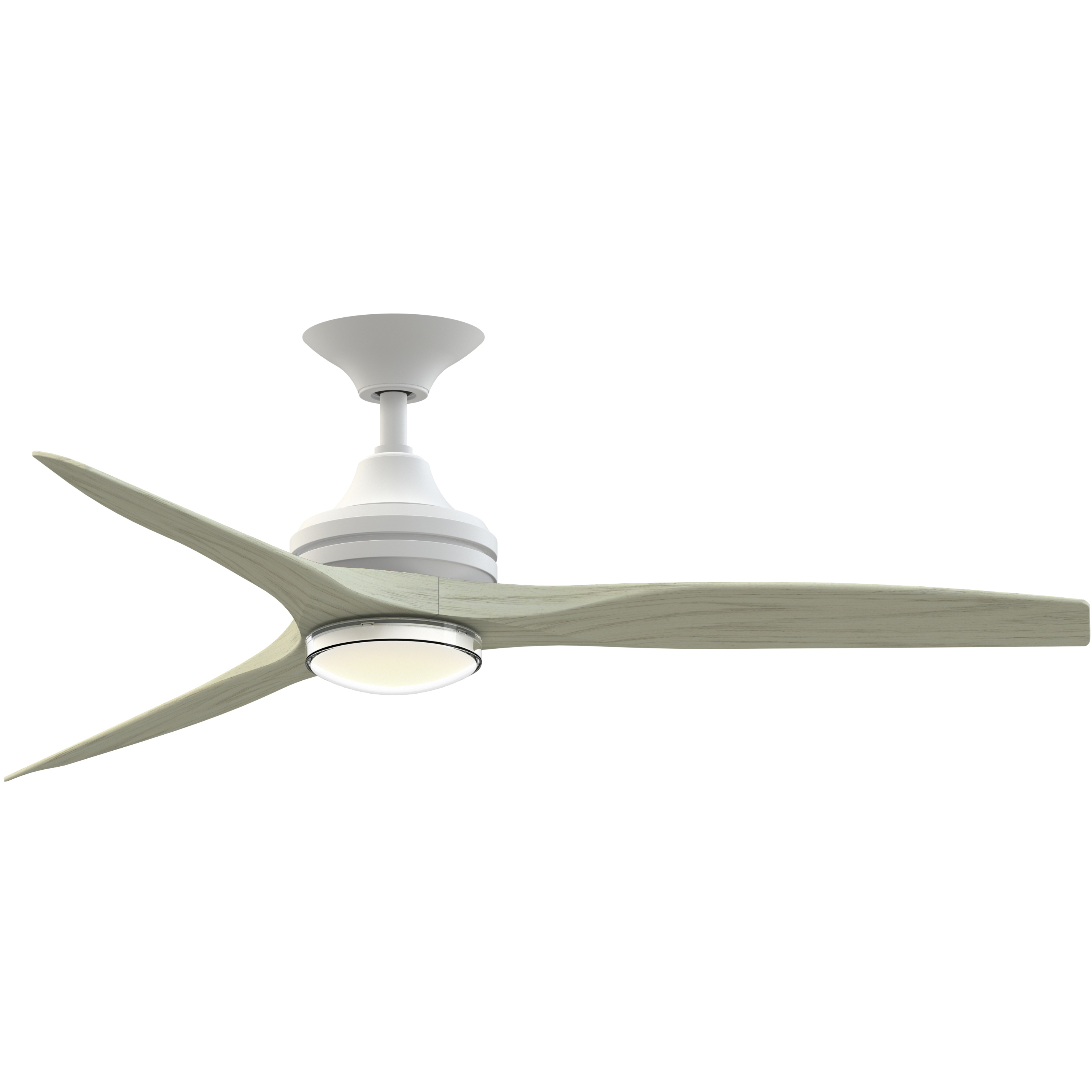 Spitfire 54 inch Matte White with Light Oak Blades Indoor/Outdoor Smart Ceiling Fan in 21, Kit