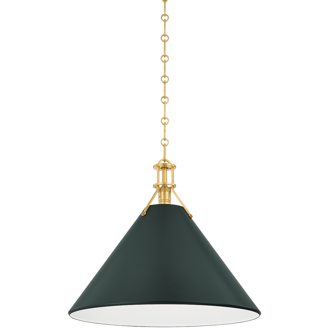 Painted No. 2 1 Light 21 inch Aged Brass/Soft Studio Green Pendant Ceiling Light