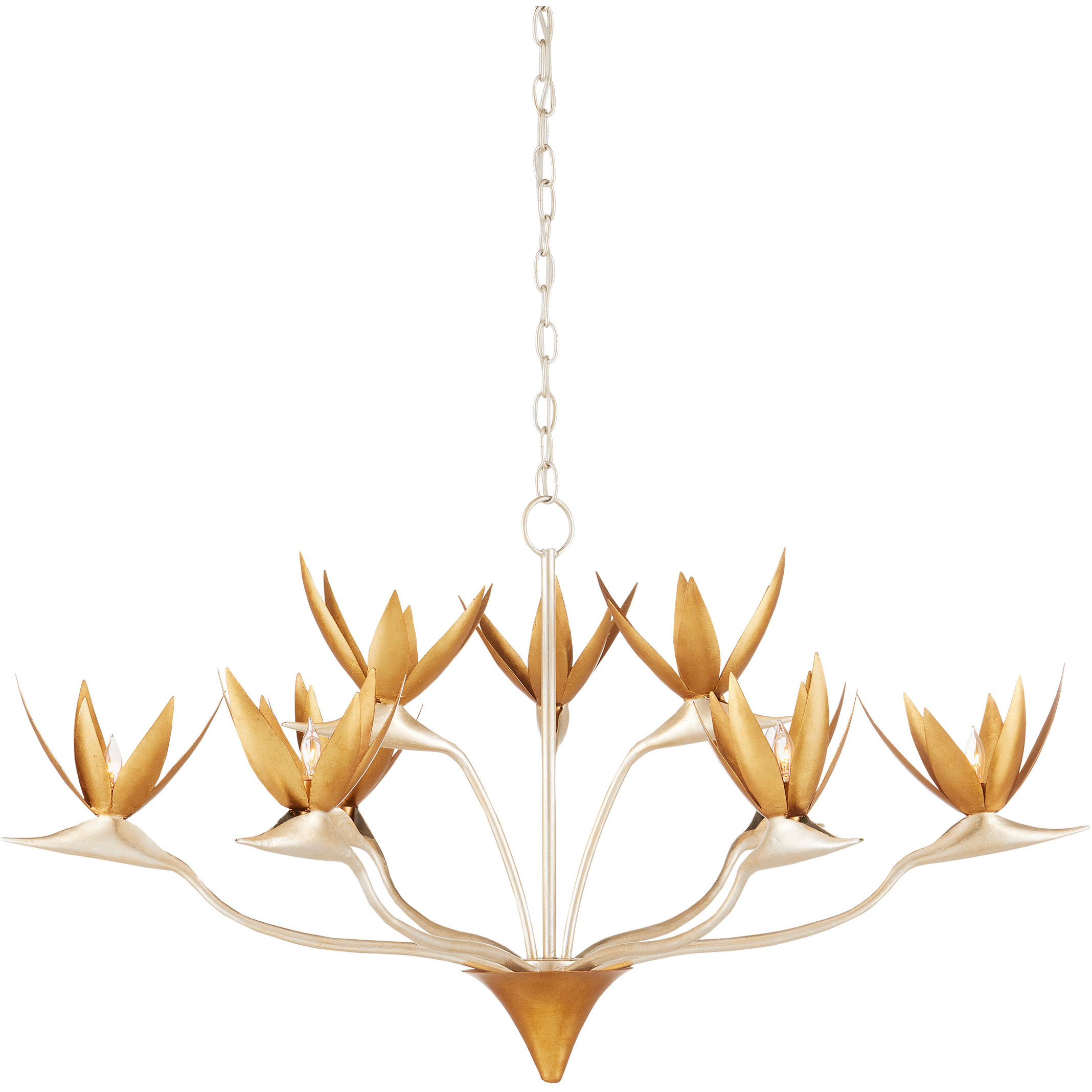 Paradiso 9 Light 39.5 inch Contemporary Silver Leaf and Contemporary Gold Leaf and Contemporary Gold Chandelier Ceiling Light