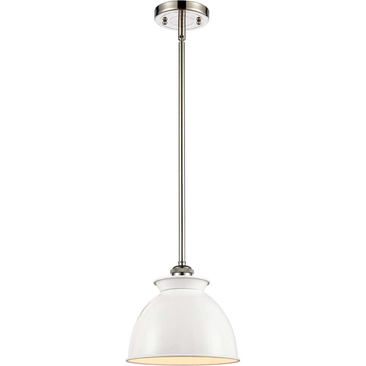 Ballston Adirondack LED 8 inch Brushed Satin Nickel Pendant Ceiling Light in Glossy White, Ballston