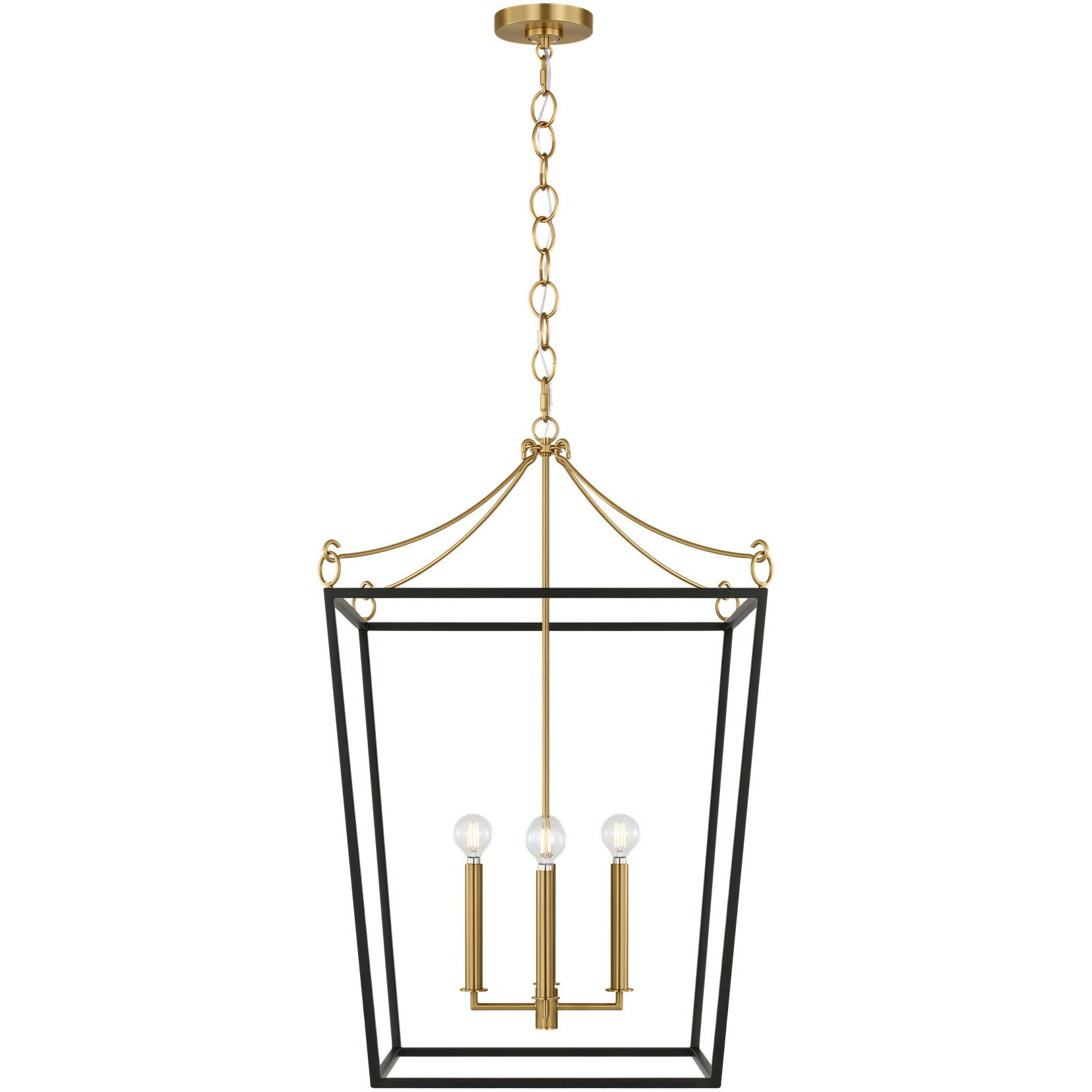 kate spade new york Carlyle 4 Light 21 inch Midnight Black / Burnished Brass Lantern Pendant Ceiling Light