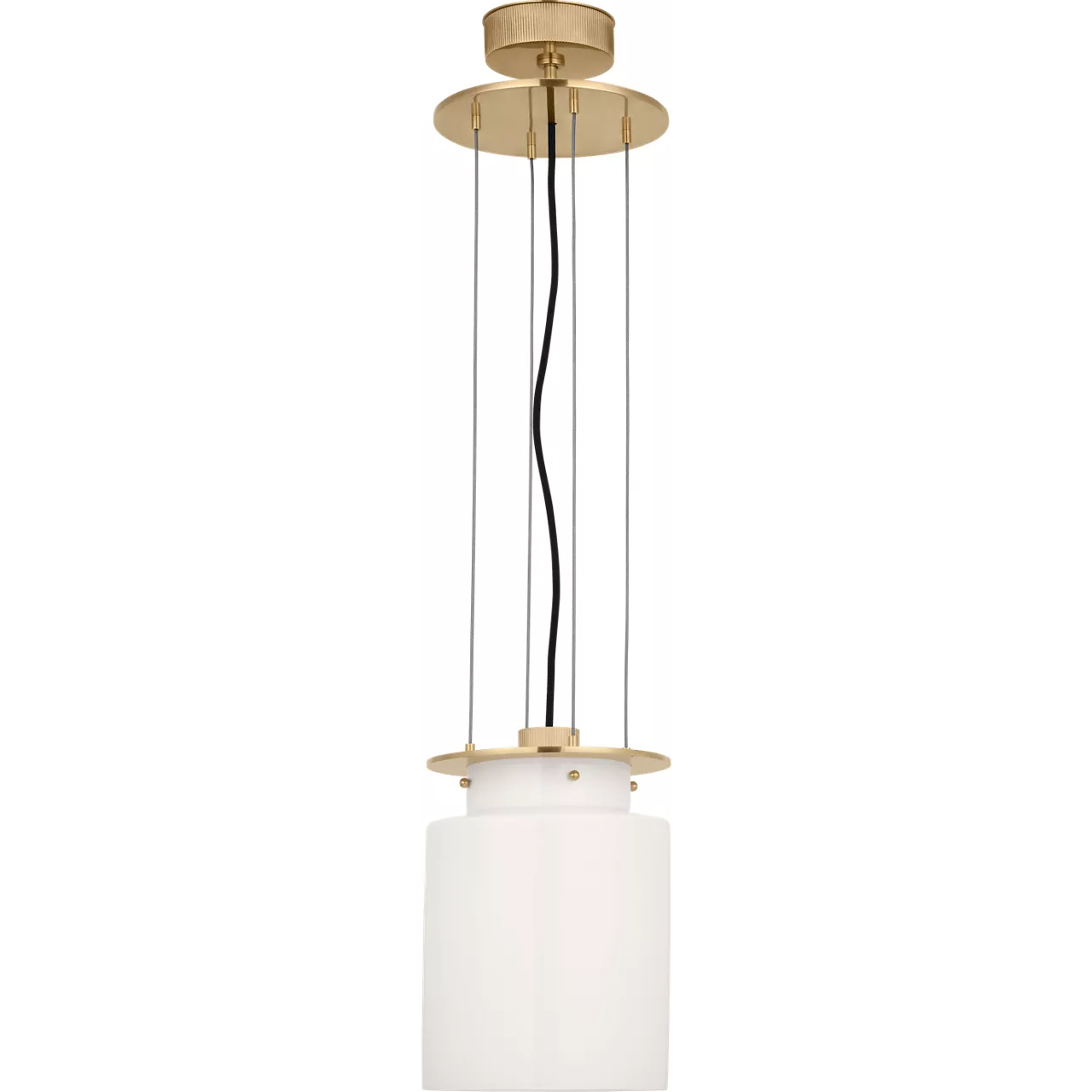 Ray Booth Elias LED 9 inch Antique-Burnished Brass Floating Pendant Ceiling Light in White Glass