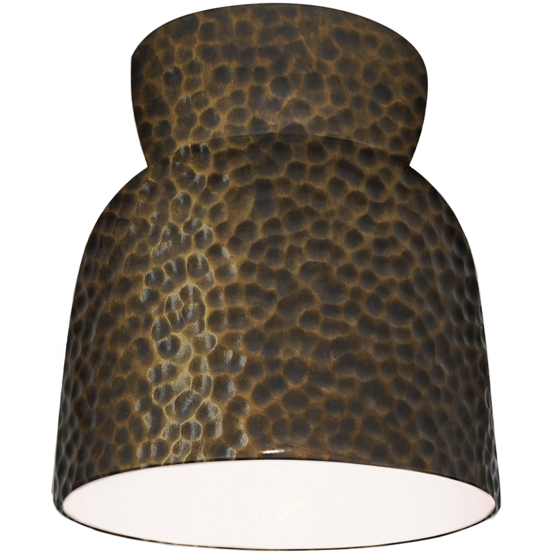 Radiance Collection - Hourglass 1 Light 7.5 inch Hammered Brass Flush-Mount Ceiling Light in Dedicated LED, Form+Finish+Function