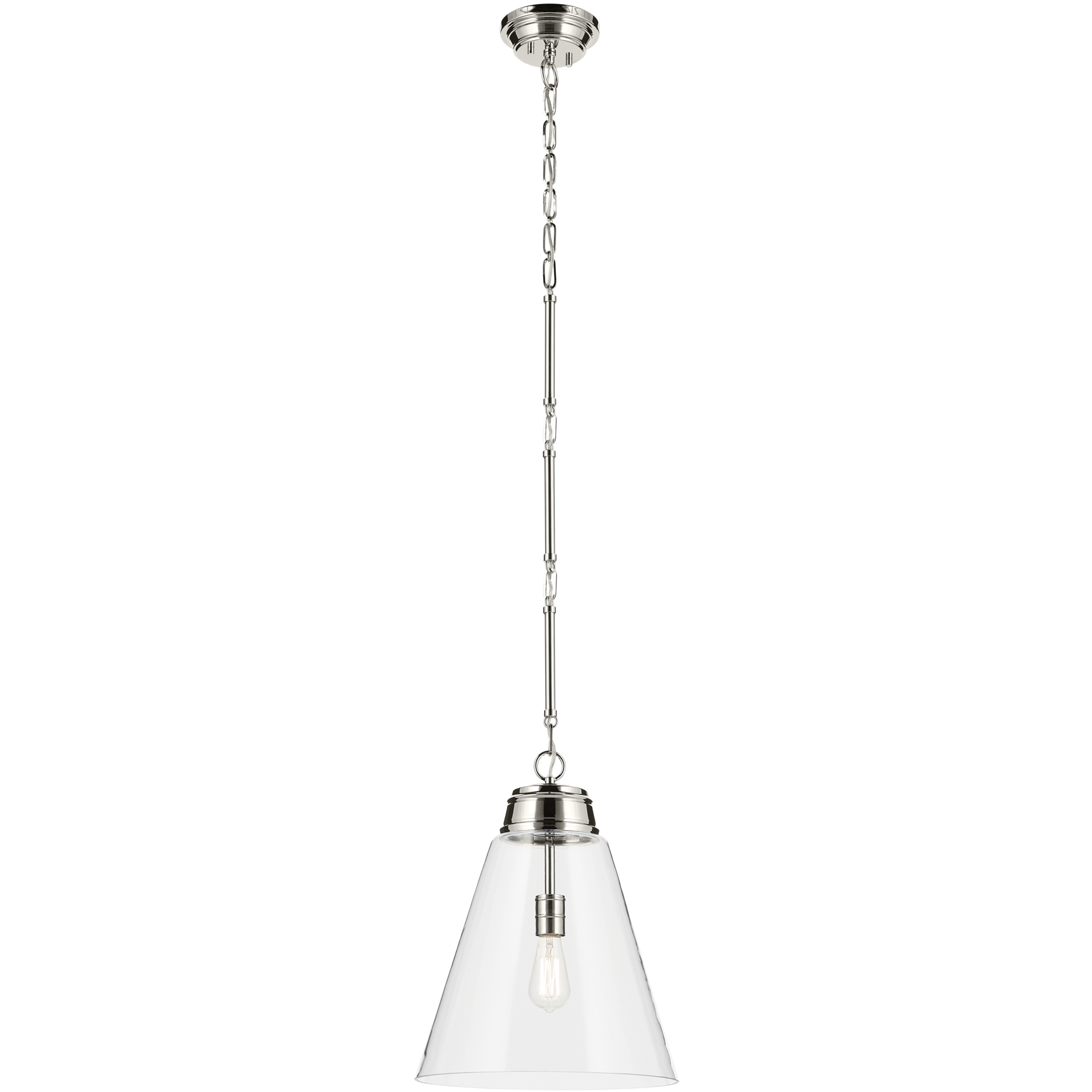 Marsailli 1 Light Polished Nickel Pendant Ceiling Light in Clear, Large