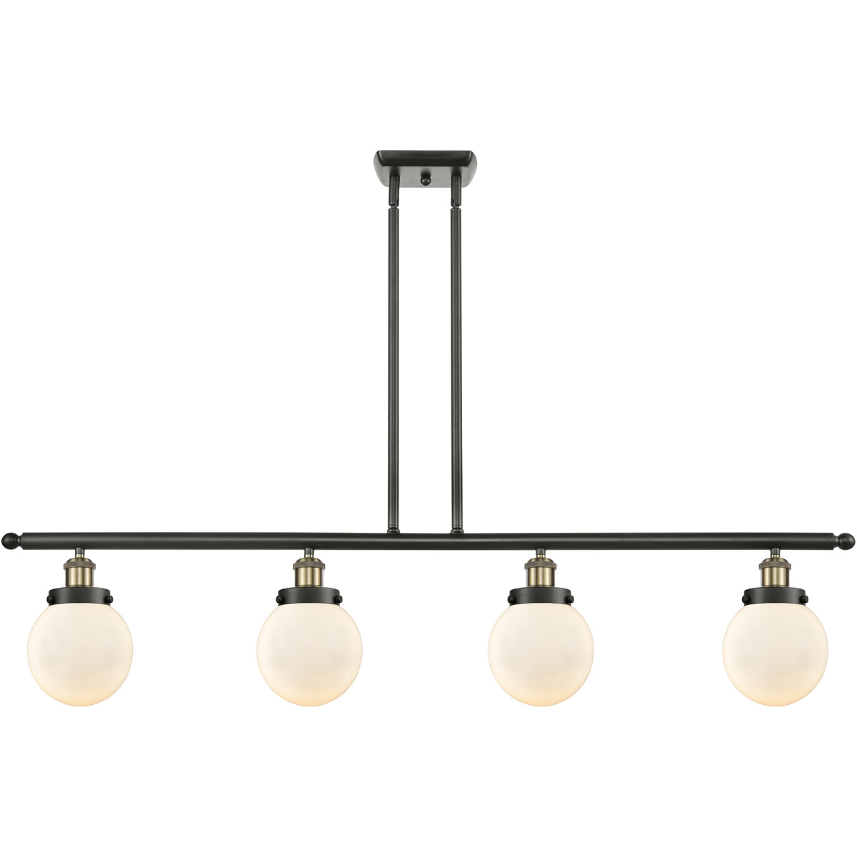 Ballston Beacon LED 48 inch Black Antique Brass Island Light Ceiling Light in Matte White Glass