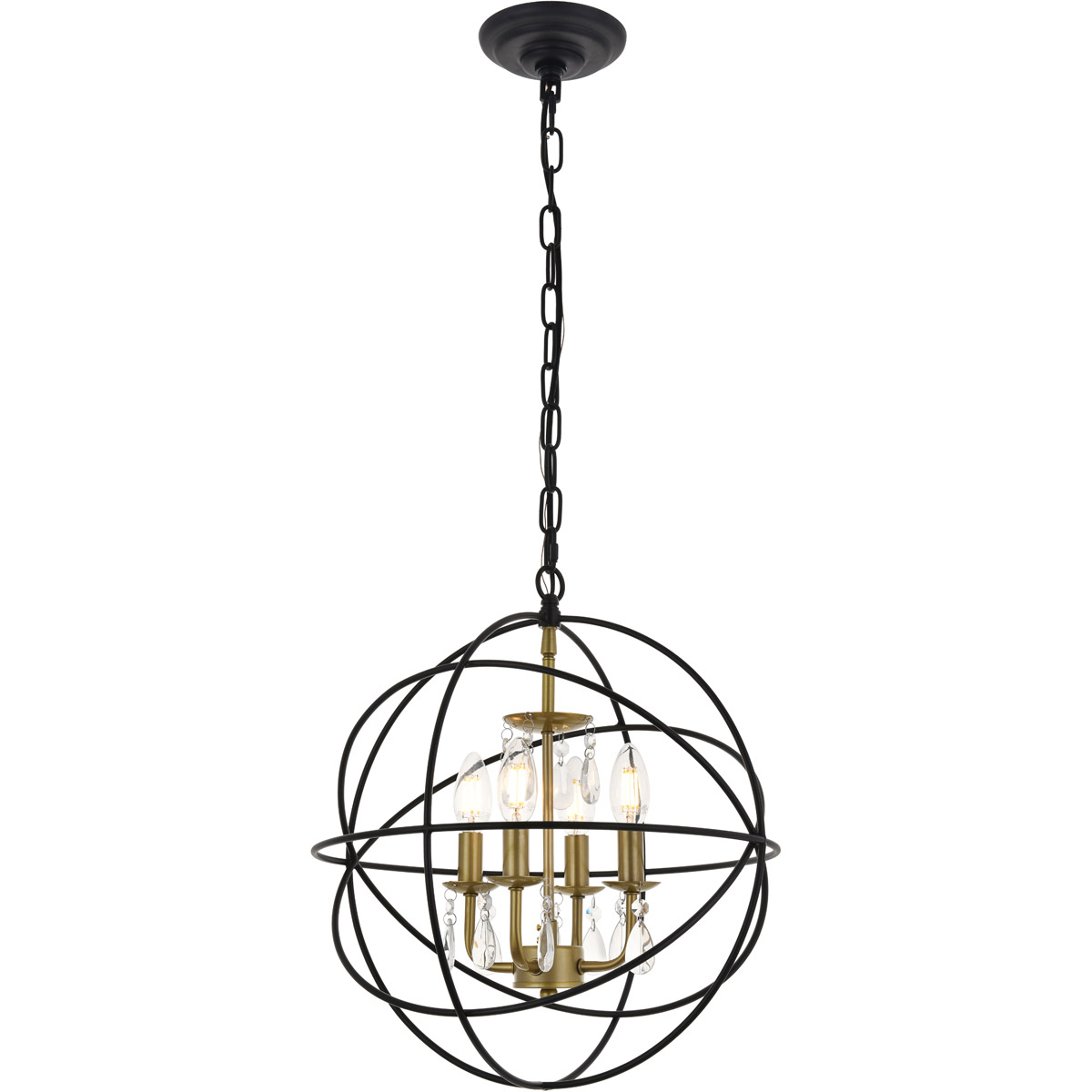 Wallace 4 Light 16 inch Matte Black and Brass Pendant Ceiling Light in Brass and Black