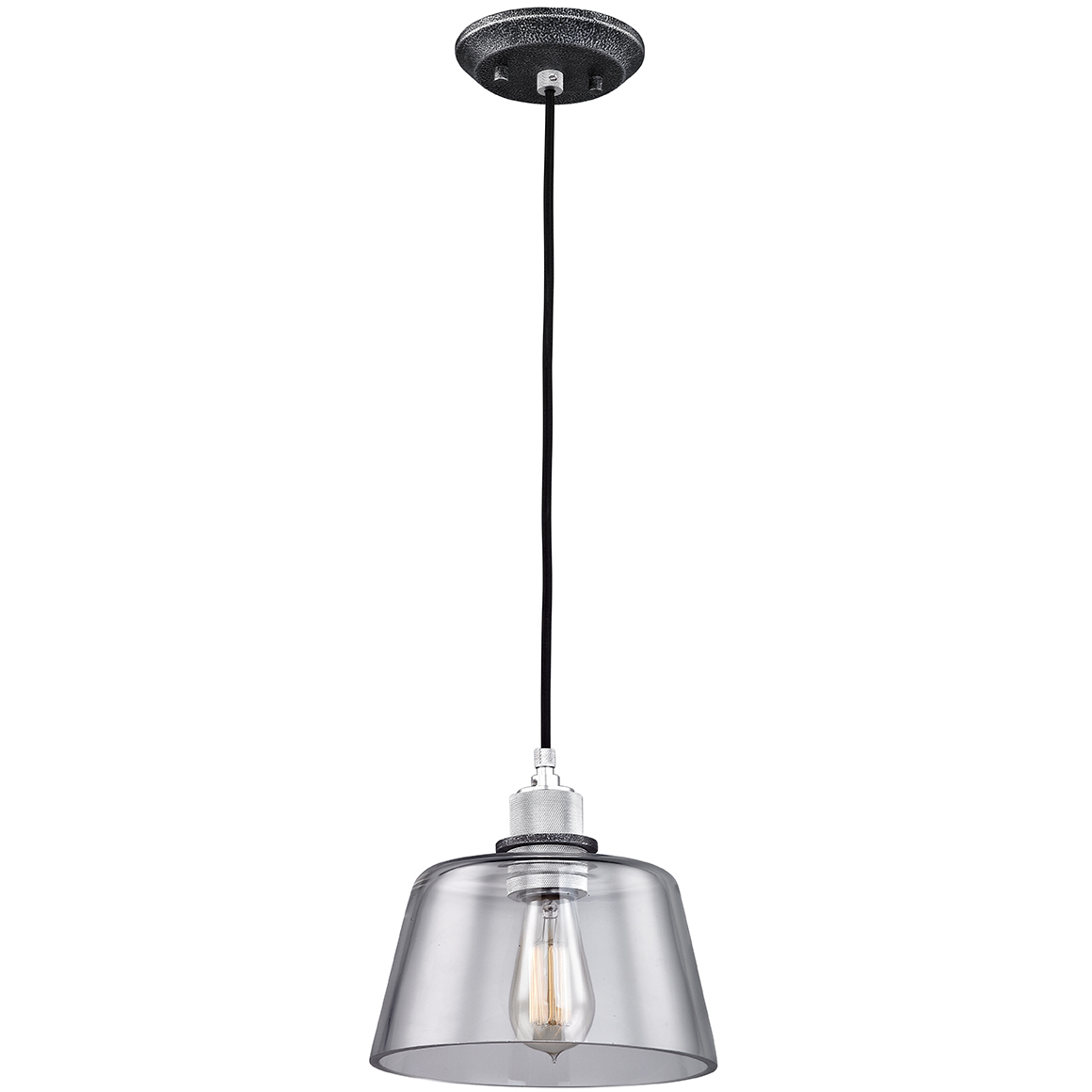 Audiophile 1 Light 9.5 inch Old Silver Polished Aluminum Pendant Ceiling Light, Clear Glass