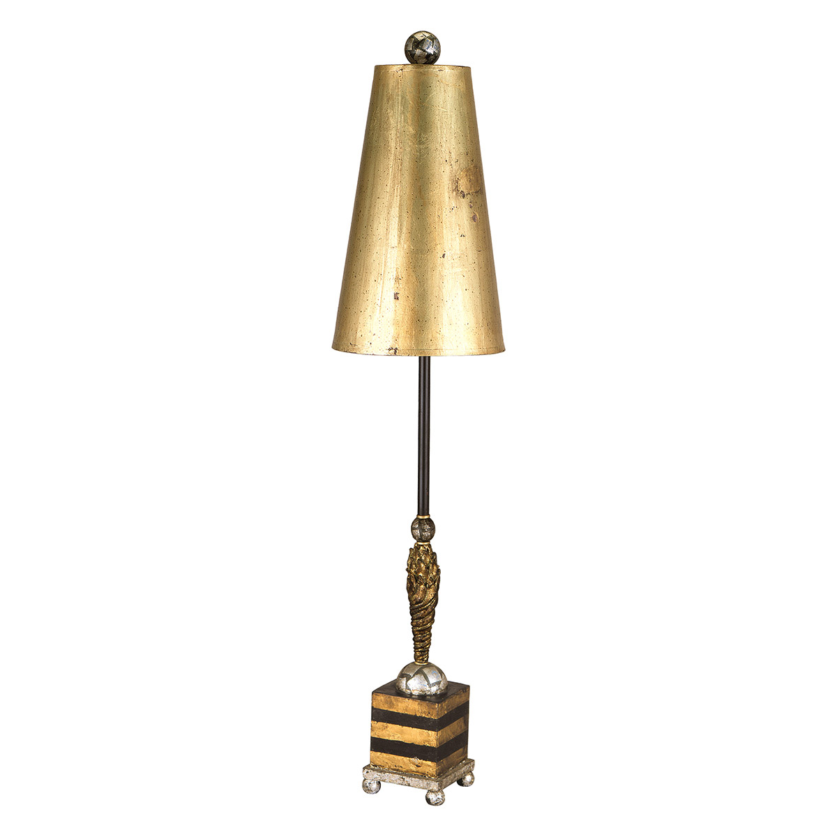 Noma Luxe 40 inch 60.00 watt Black With Gold And Silver Leaf Table Lamp Portable Light, Flambeau