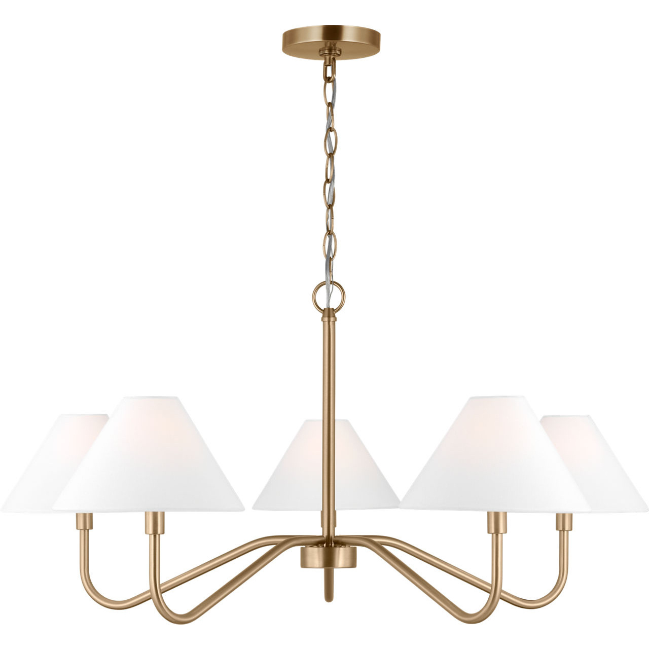 Drew & Jonathan Scott Eldon 5 Light 34 inch Satin Brass Chandelier Ceiling Light