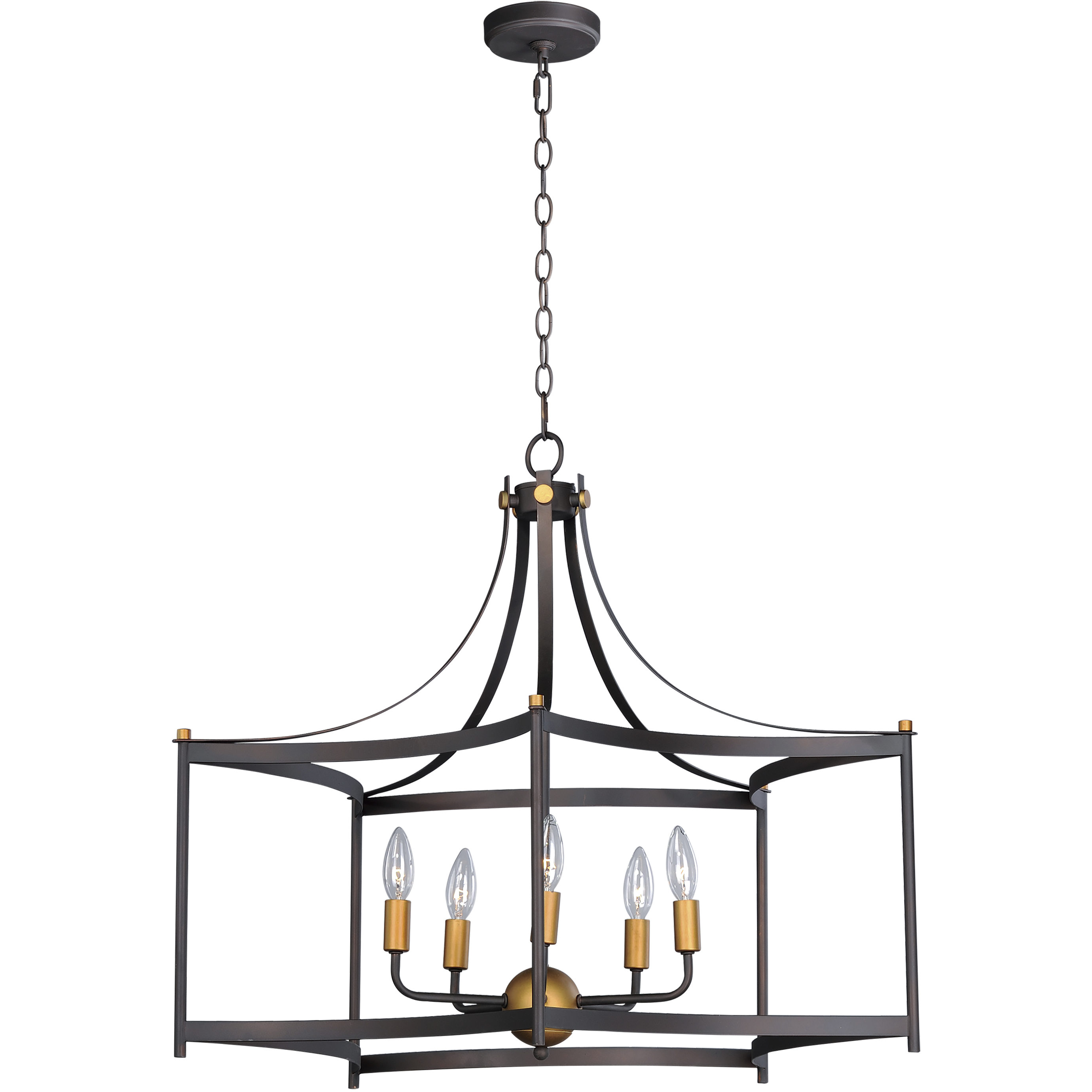 Wellington 5 Light 30 inch Oil Rubbed Bronze and Antique Brass Multi-Light Pendant Ceiling Light