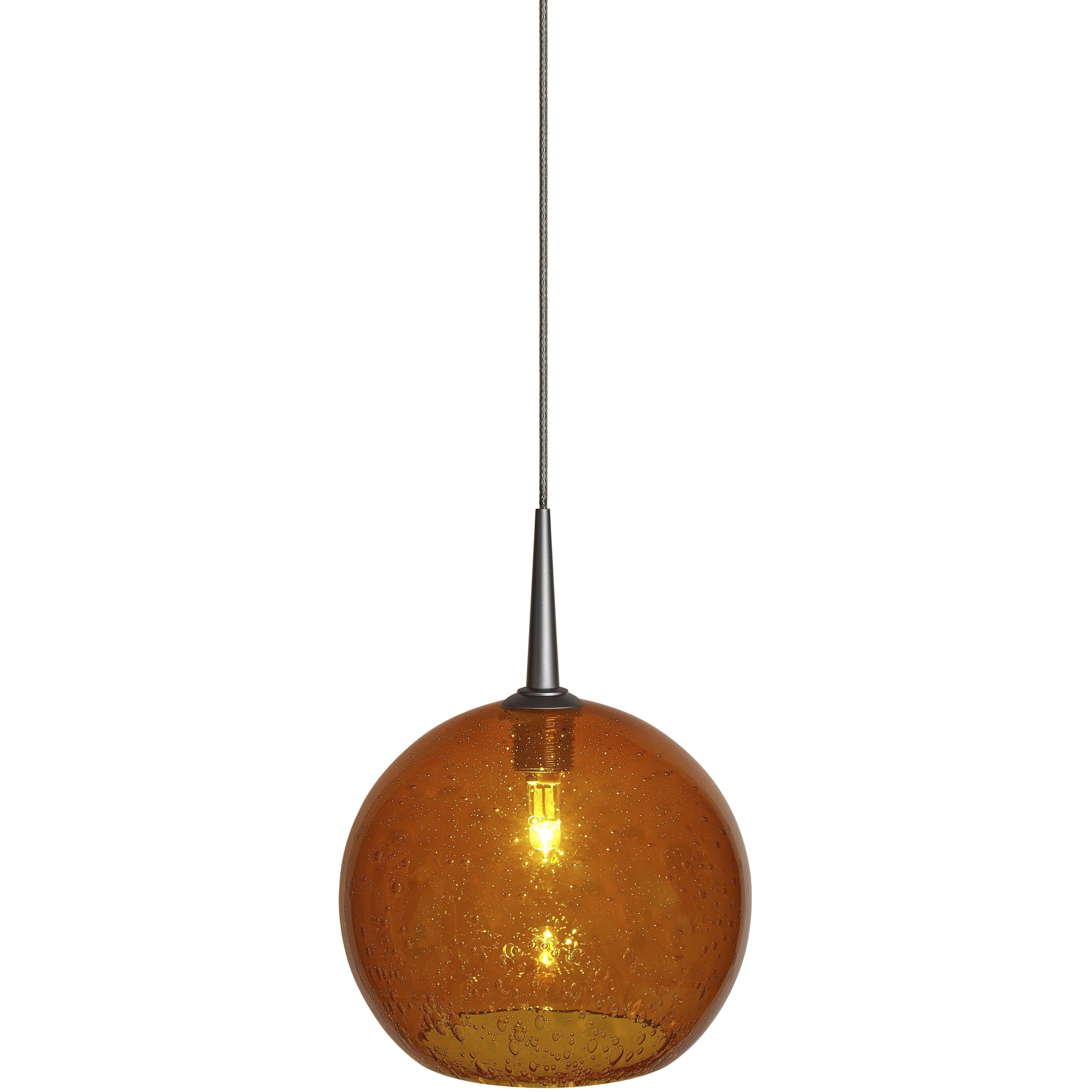 Bobo 1 Light 6 inch Matte Chrome Line Voltage Small Pendant Ceiling Light in Amber Glass