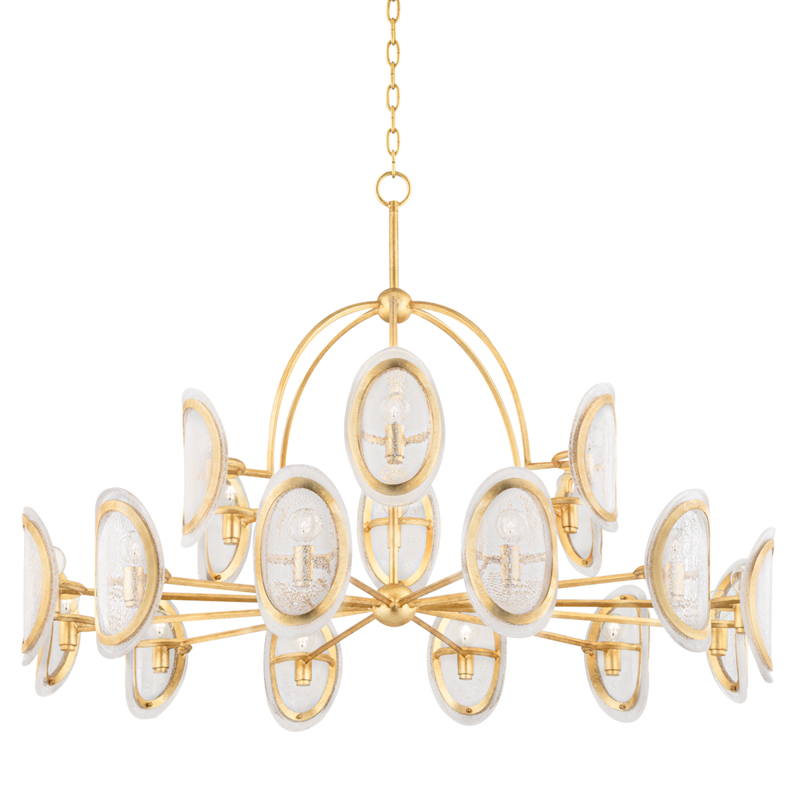 Danes 18 Light 50 inch Vintage Gold Leaf Chandelier Ceiling Light