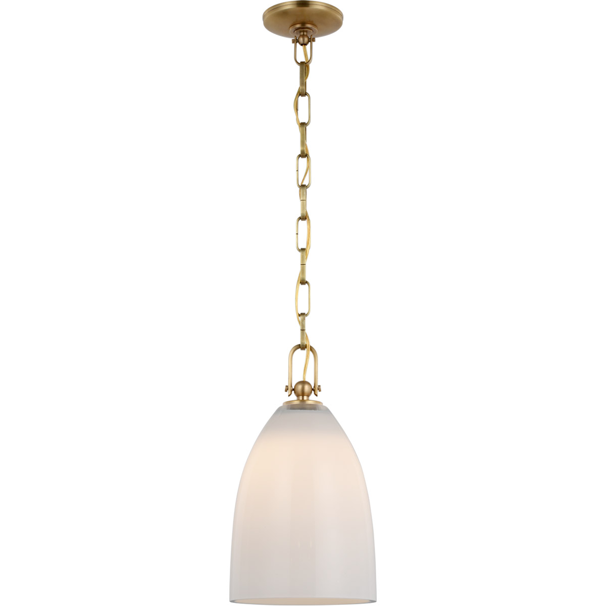 Chapman & Myers Andros LED 8.5 inch Antique-Burnished Brass Pendant Ceiling Light in White Glass, Medium