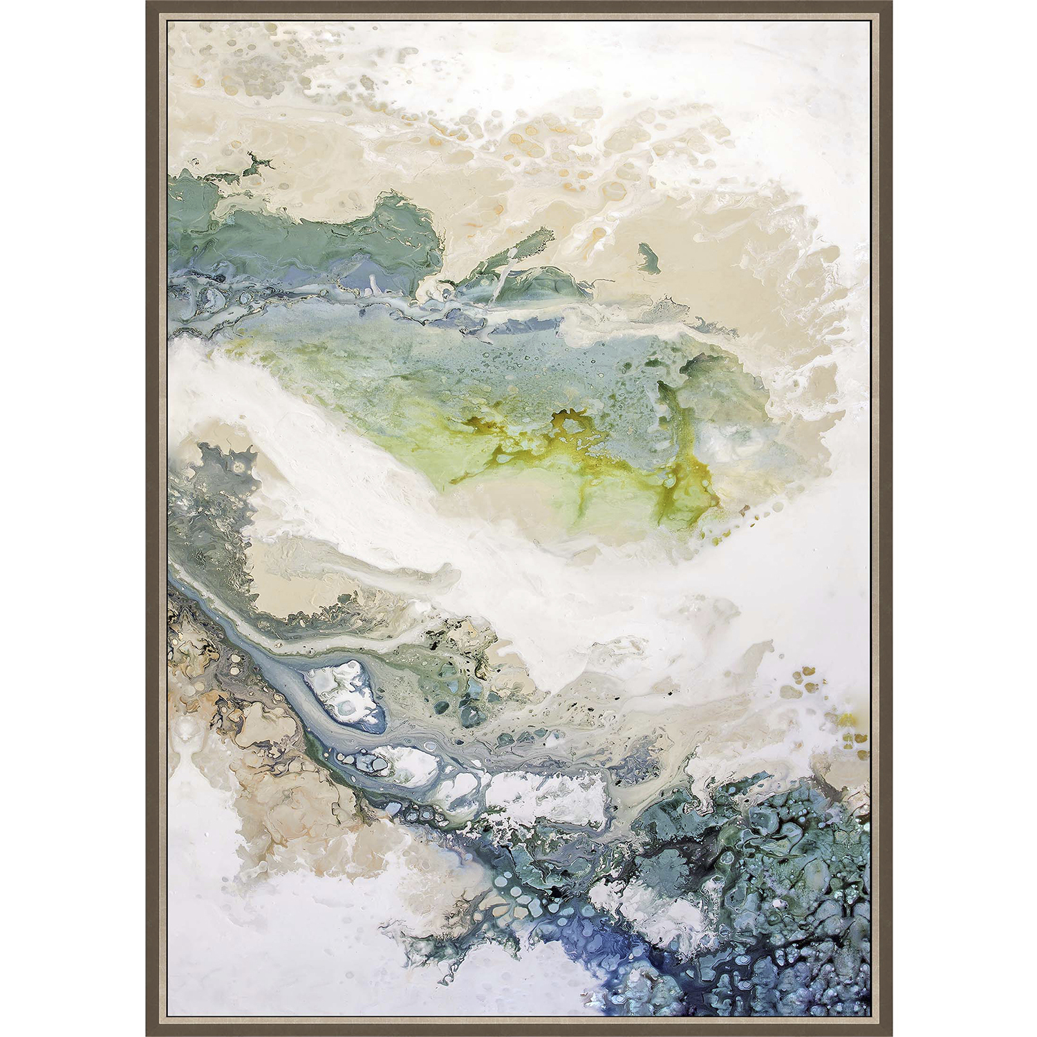 Minutiae Turquoise and Green and Beige and White Canvas