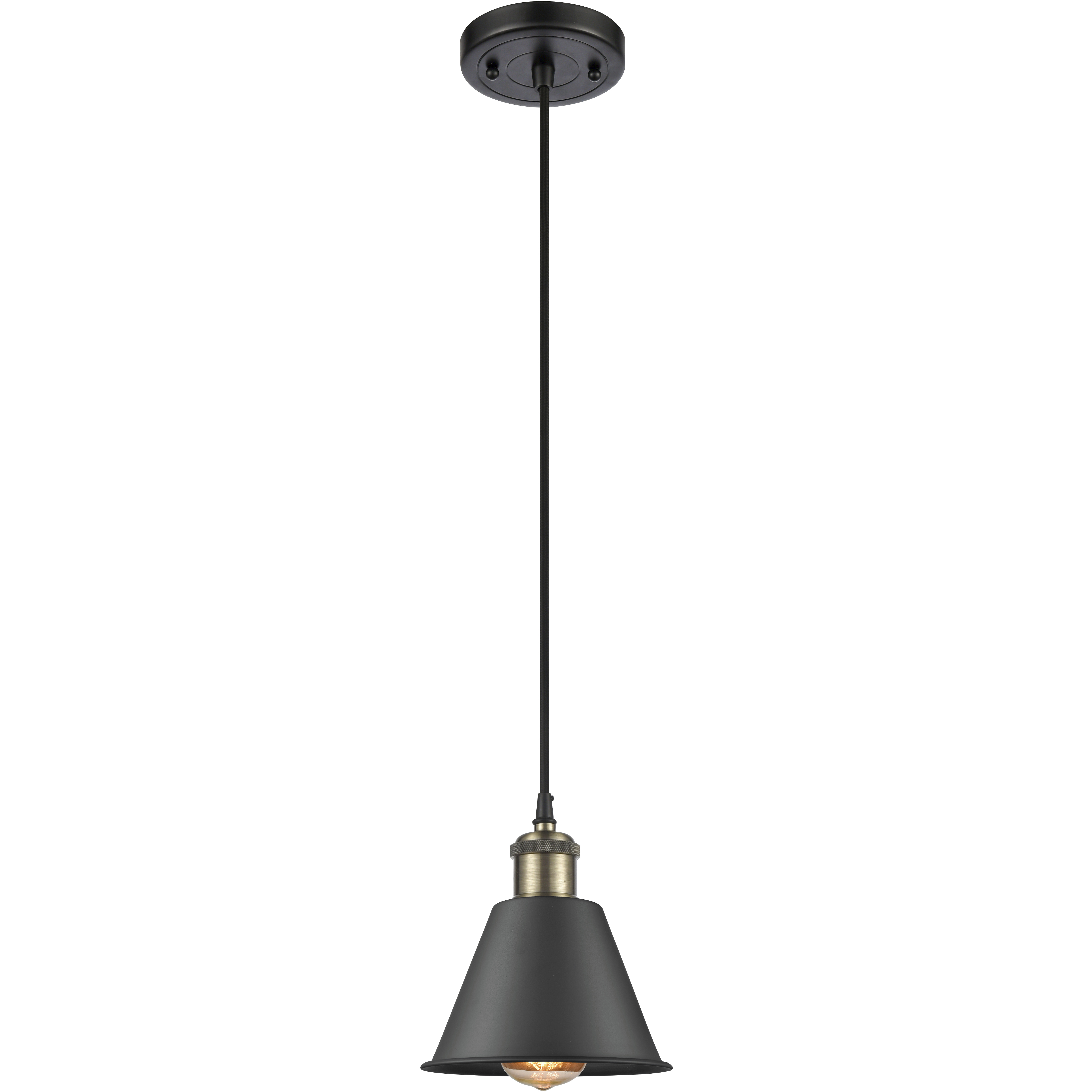 Ballston Smithfield 1 Light 7 inch Black Antique Brass Mini Pendant Ceiling Light, Ballston
