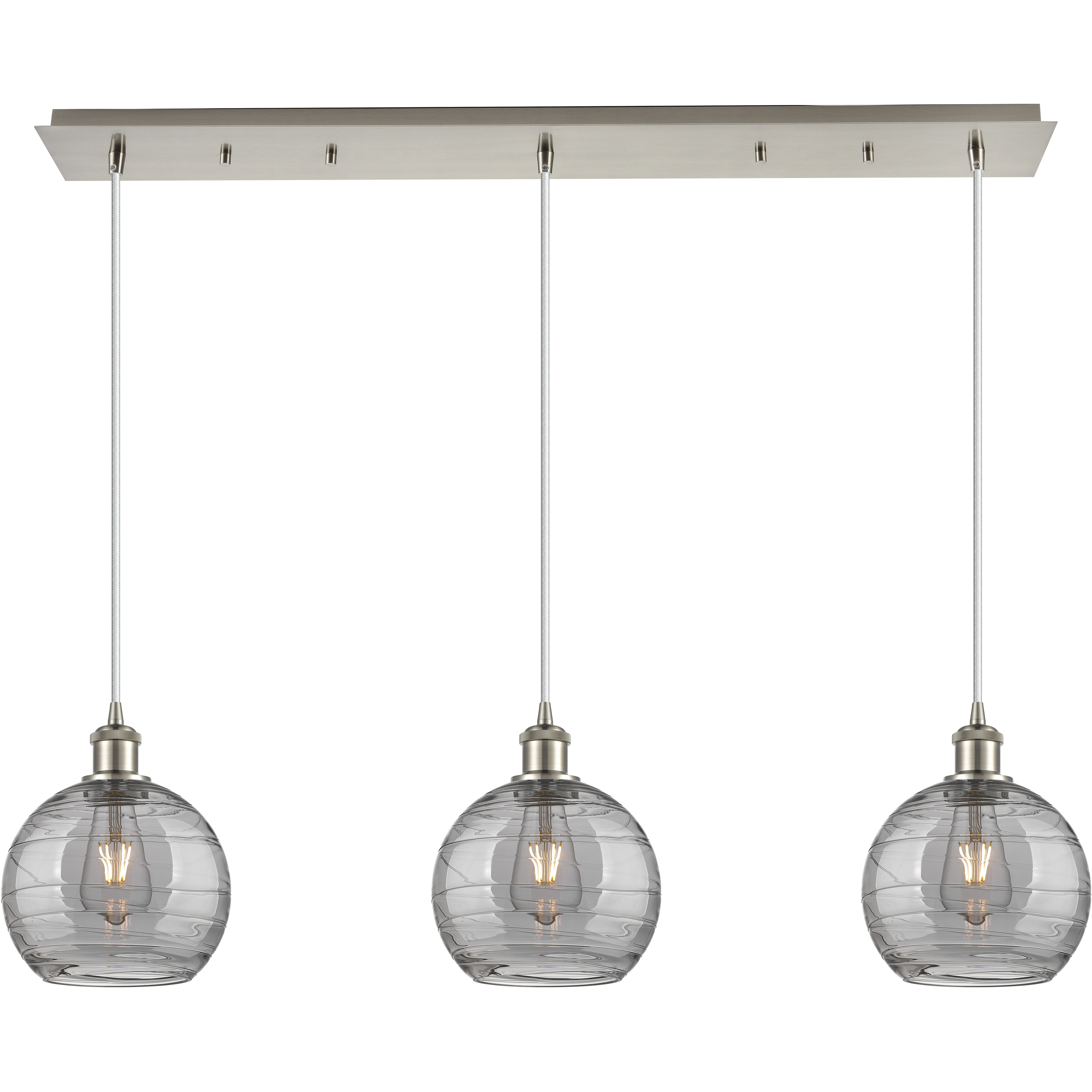 Ballston Athens Deco Swirl 3 Light 39.5 inch Brushed Satin Nickel Linear Pendant Ceiling Light