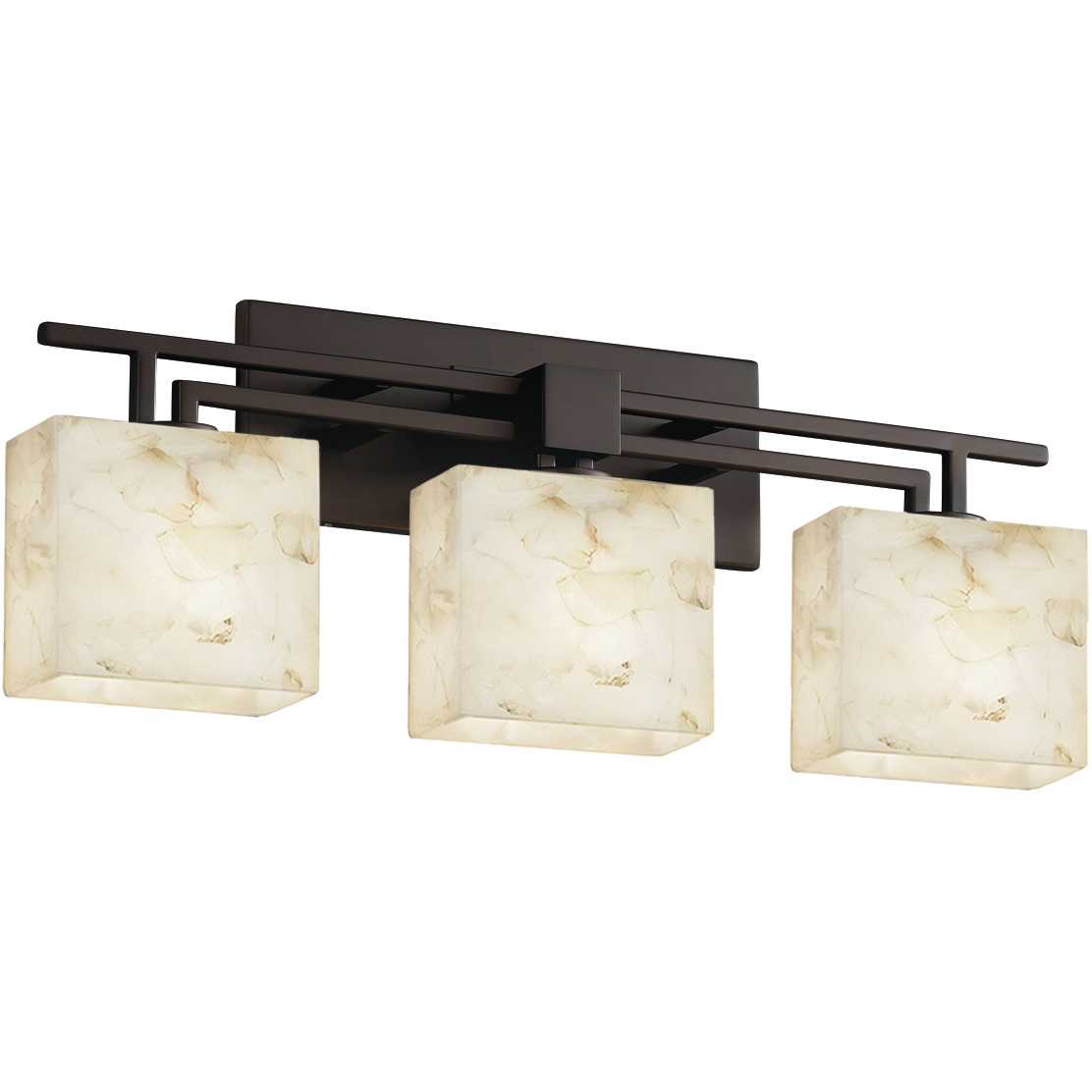 Alabaster Rocks 3 Light 26 inch Dark Bronze Bath Bar Wall Light in Cylinder with Flat Rim, Incandescent