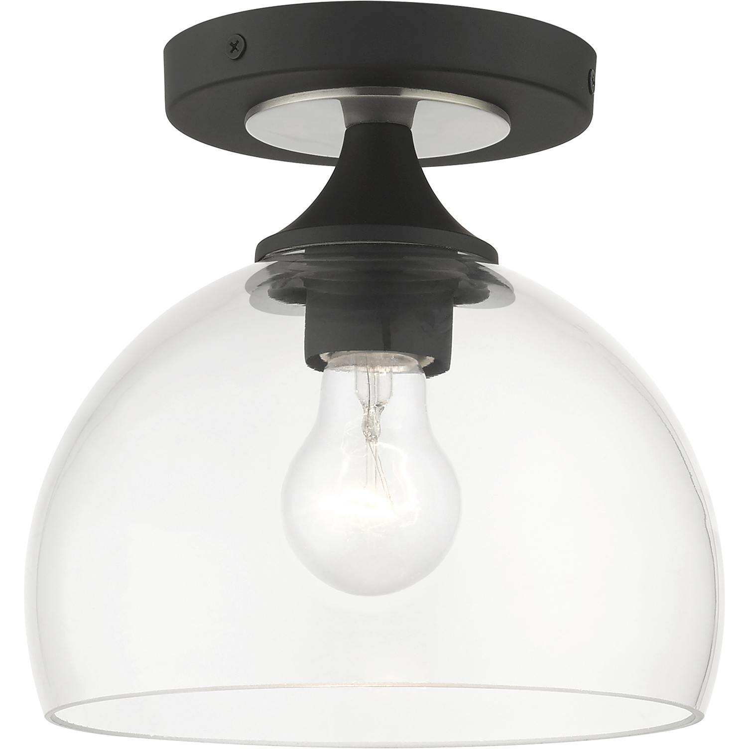 Glendon 1 Light 8.25 inch Black with Brushed Nickel Finish Accents Semi-Flush Ceiling Light in Black with Brushed Nickel Accent