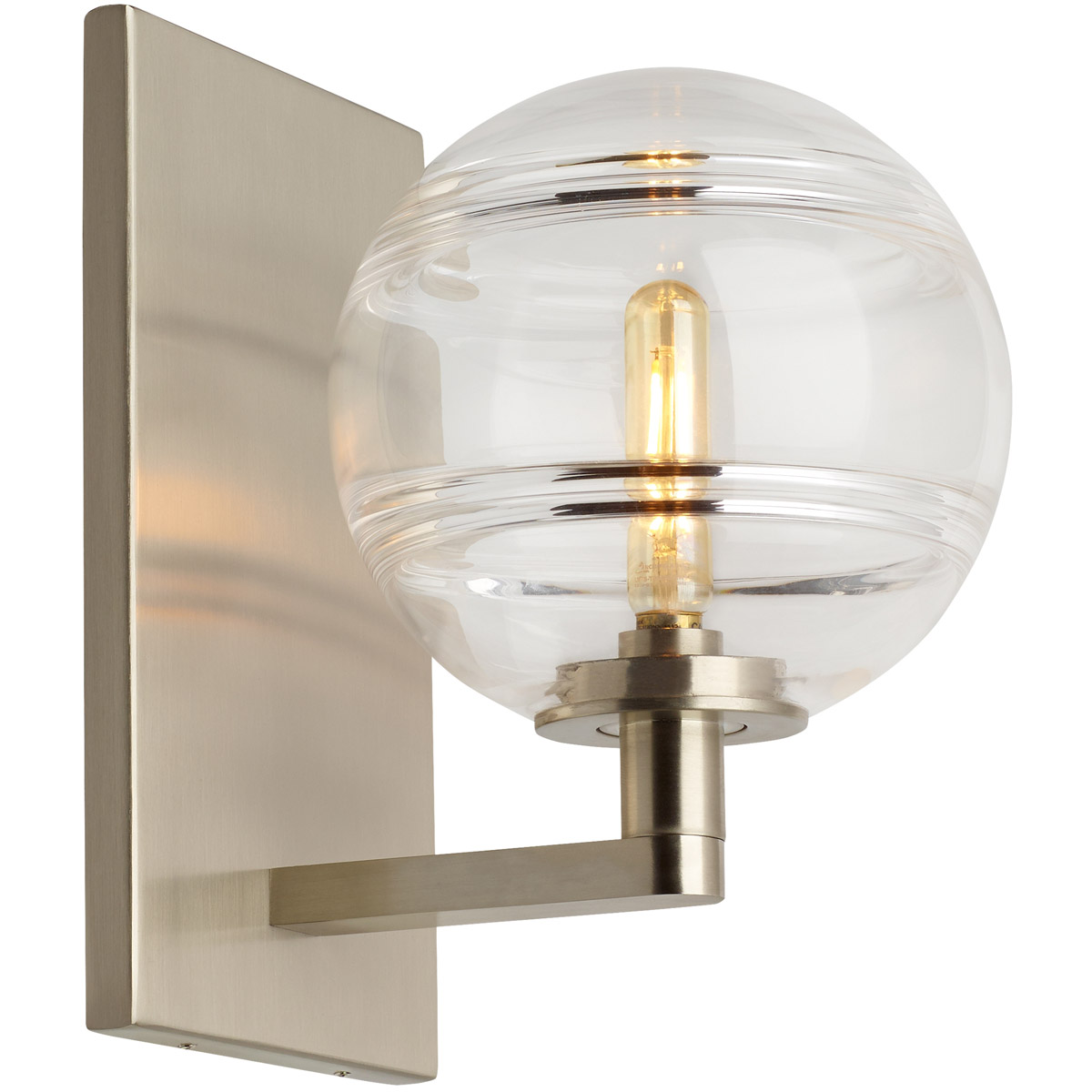 Sean Lavin Sedona 7.2 inch Satin Nickel Wall Light in Incandescent, Transparent Smoke Glass