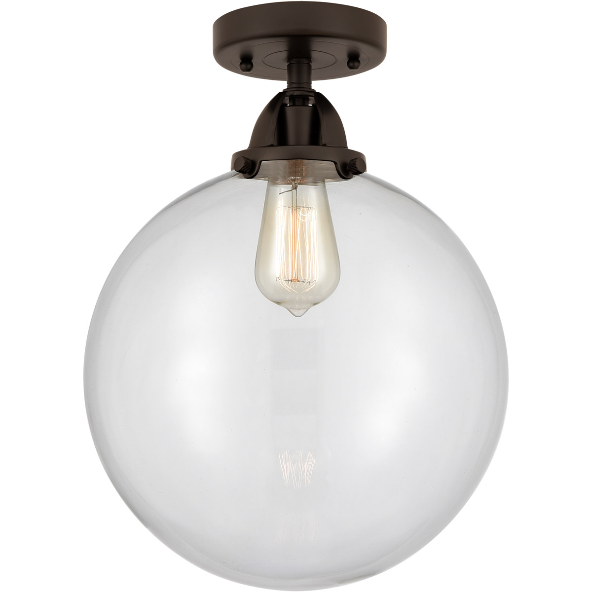Nouveau 2 Beacon LED 12 inch Oil Rubbed Bronze Semi-Flush Mount Ceiling Light in Clear Glass