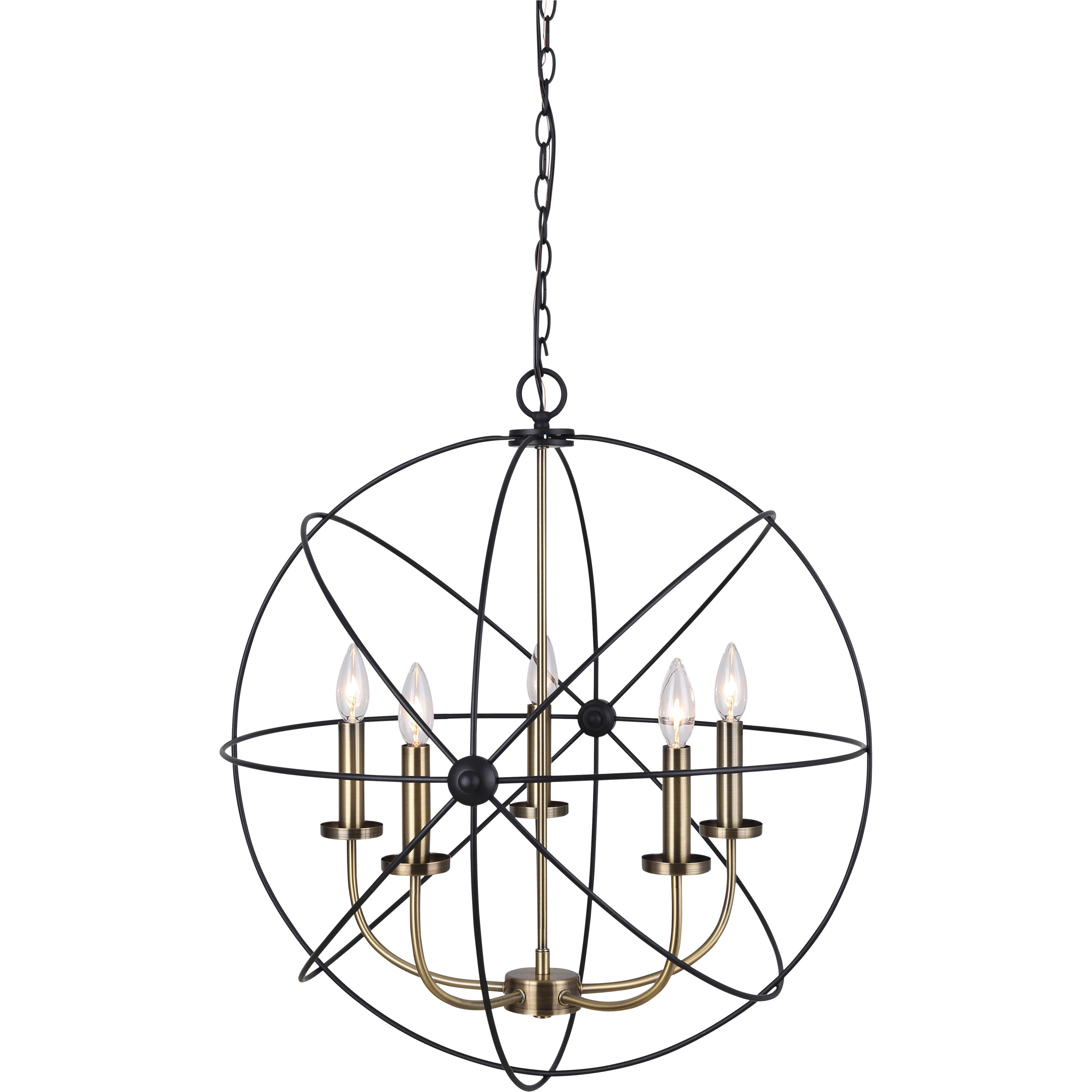 Madison 5 Light 25 inch Black And Gold Chandelier Ceiling Light