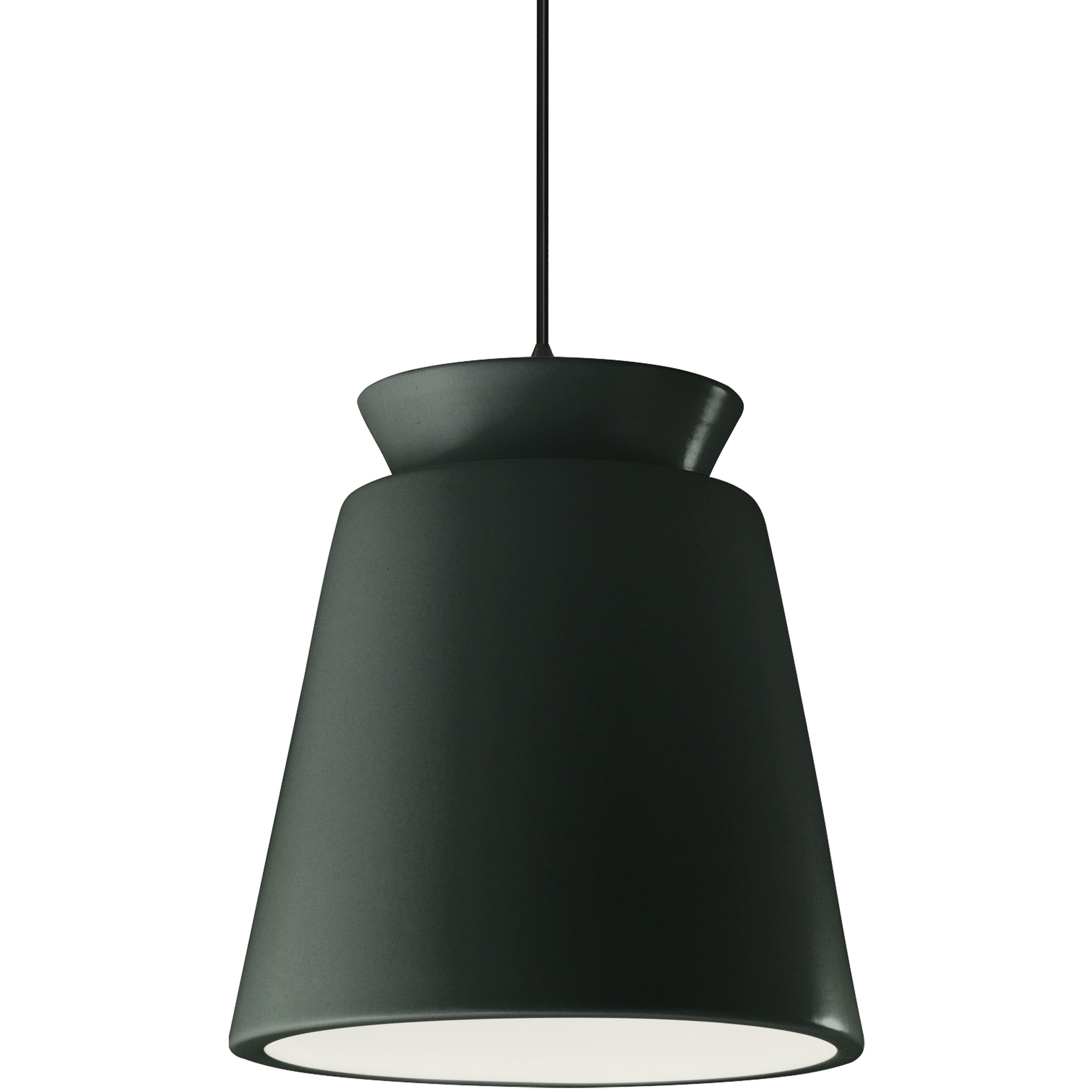 Radiance Collection - Trapezoid 1 Light 13.5 inch Pewter Green Pendant Ceiling Light in Matte Black, Replaceable Bulb, Black, Form+Finish+Function