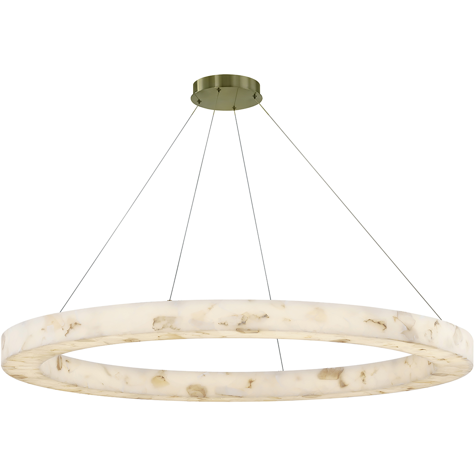 Alabaster Rocks Collection - Medley Family LED 52 inch Brushed Brass and Alabaster Rocks Pendant Ceiling Light in 52" D x 52" W x 3.5" H, EVOLV