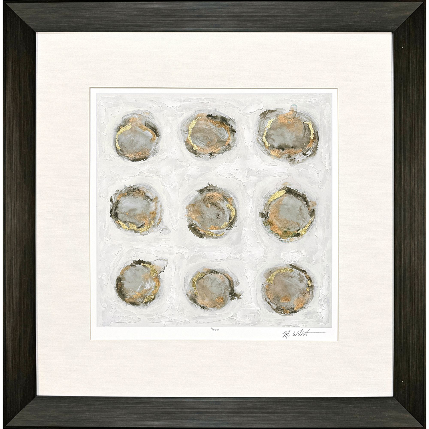 Ennead Gray and Blue and Brown and Metallic Framed Art