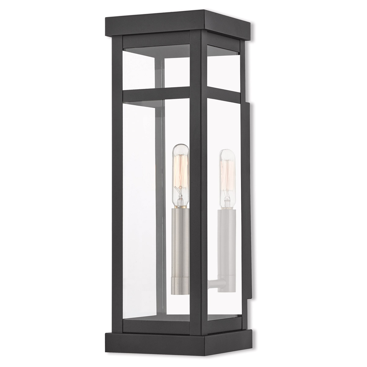 Hopewell 1 Light 15 inch Black with Brushed Nickel Finish Cluster and Polished Chrome Stainless Steel Reflector Tall Outdoor Wall Lantern