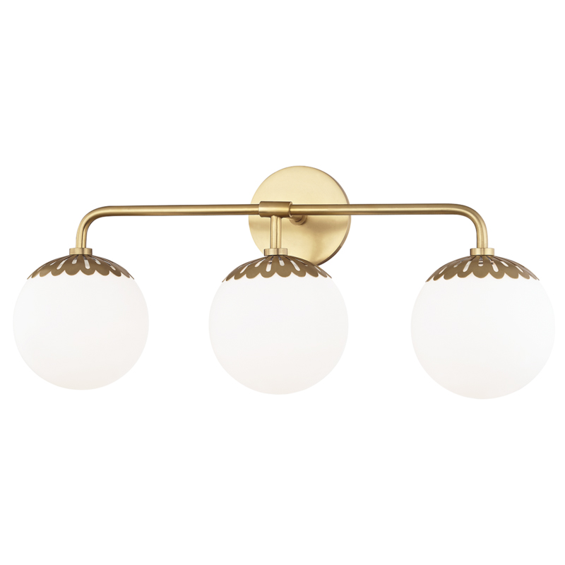 Paige 3 Light 23.25 inch Aged Brass Bath Vanity Wall Light